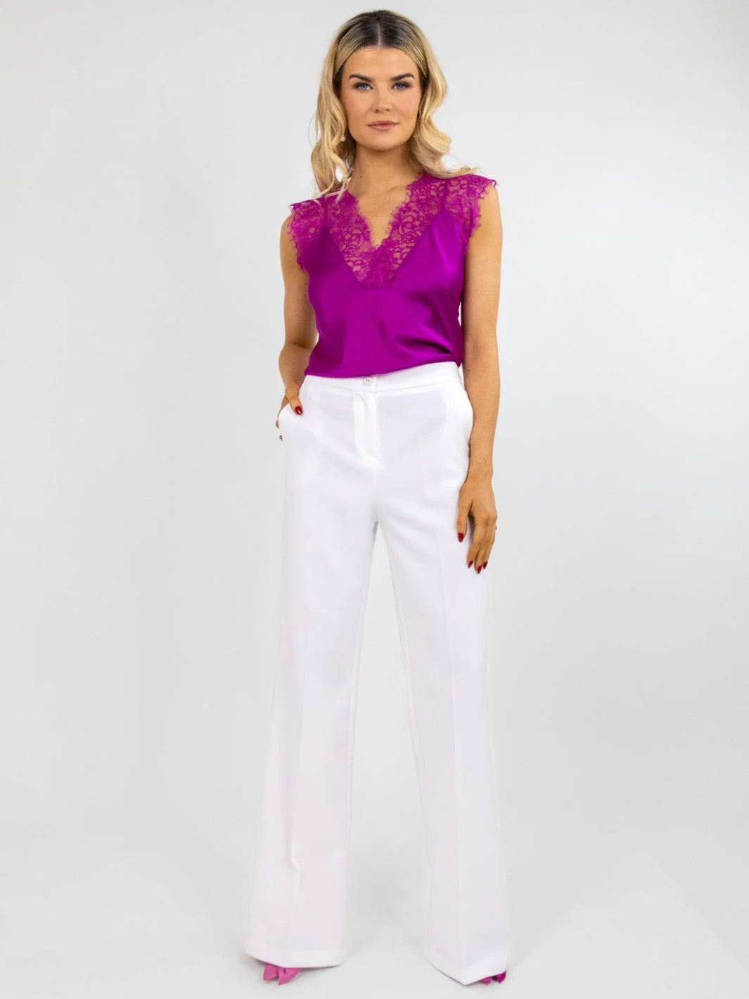 Lauren Cami Top in Magenta - Women's Sleeveless Casual Tank Top for Summer Outfits & Layering