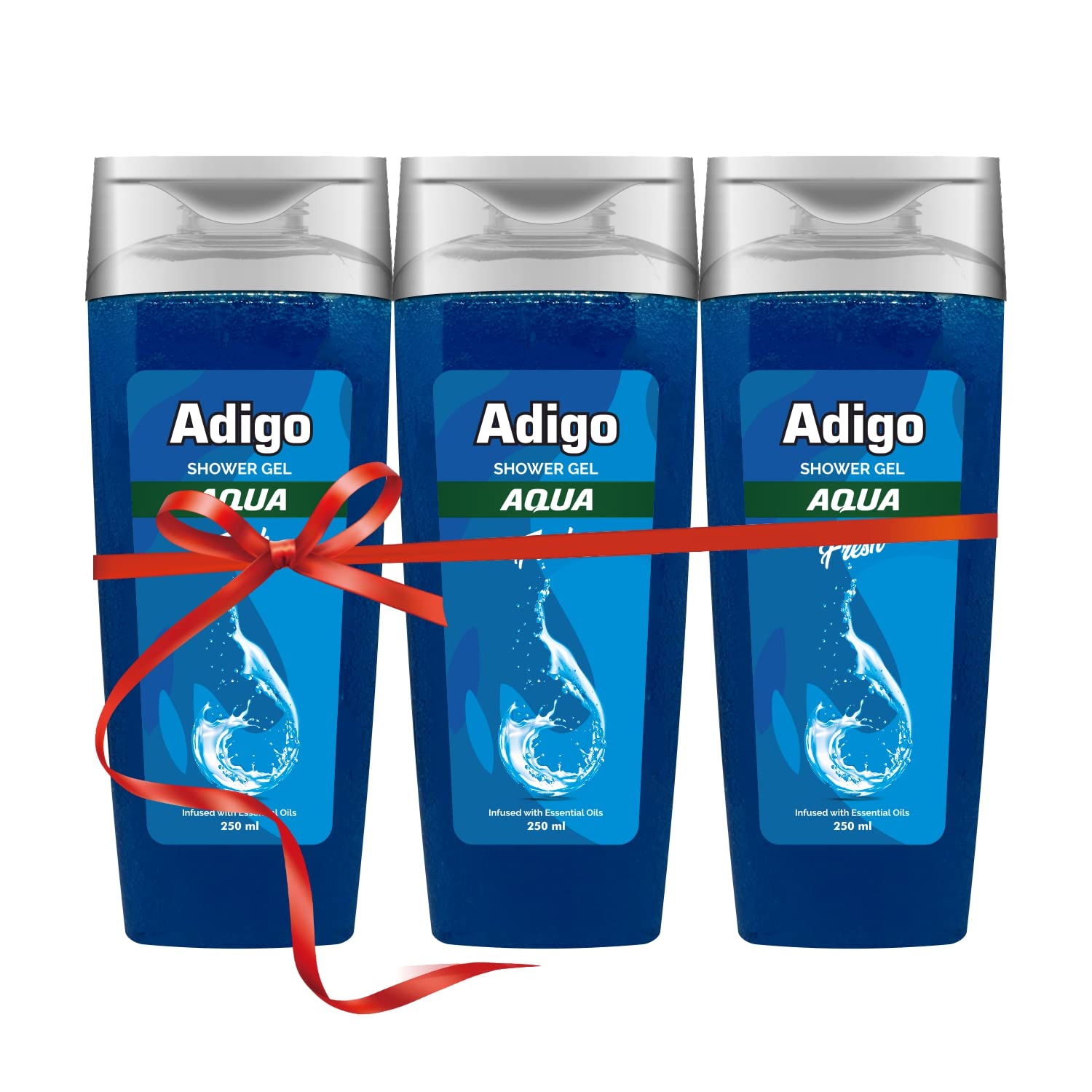 Adigo Shower Gel - Refreshing Body Wash with Essential Oils, Moisturizing Formula & Odor Control - 250ml (Pack of 3) for Daily Hydration & Relaxing Bath Experience