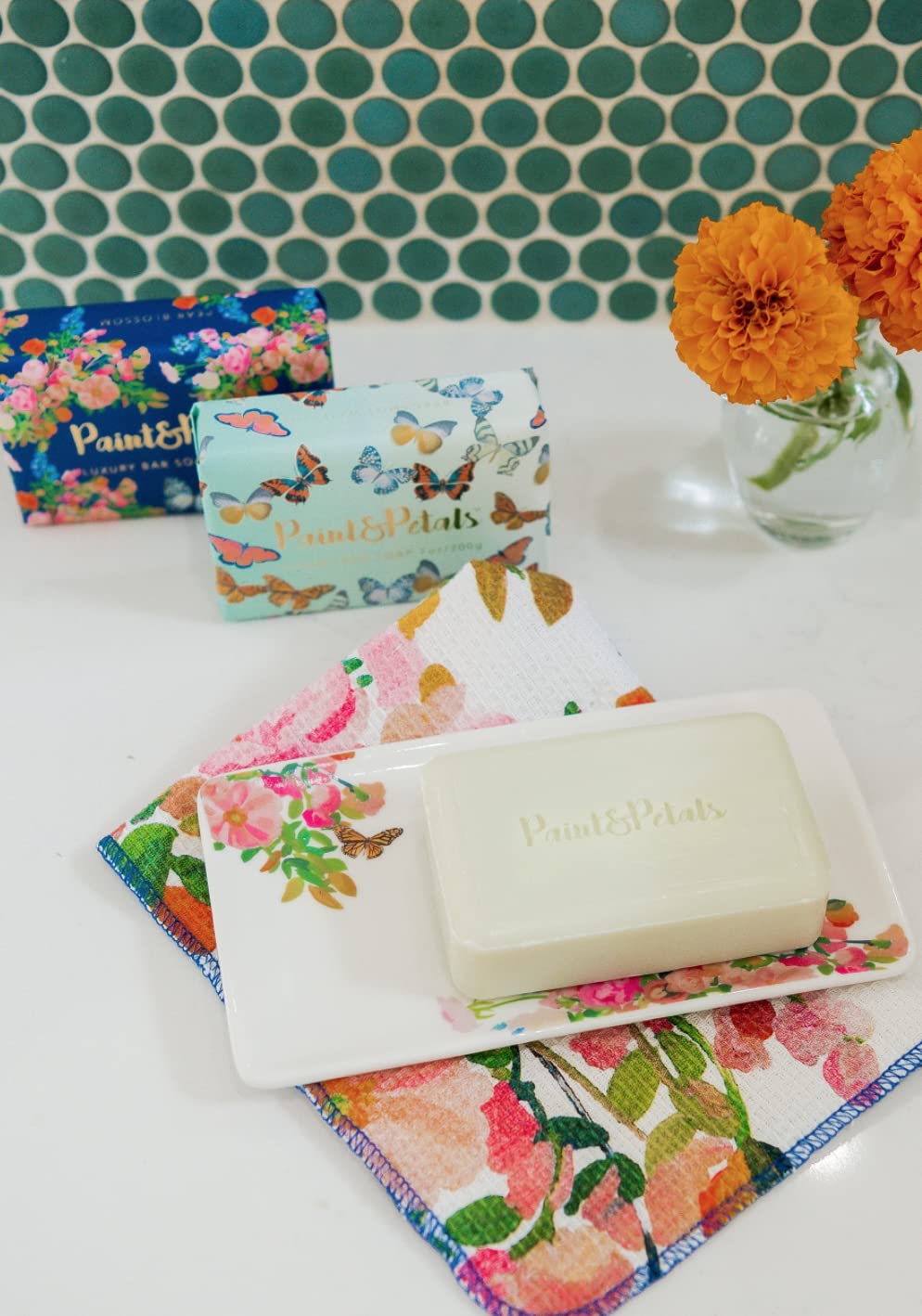 PAINT & PETALS Scented Bar Soap Gift Set - 6 Fragrant Varieties (7oz Each) with 2 Elegant Gift Bags | Perfect for Spa Days, Home Decor & Thoughtful Presents