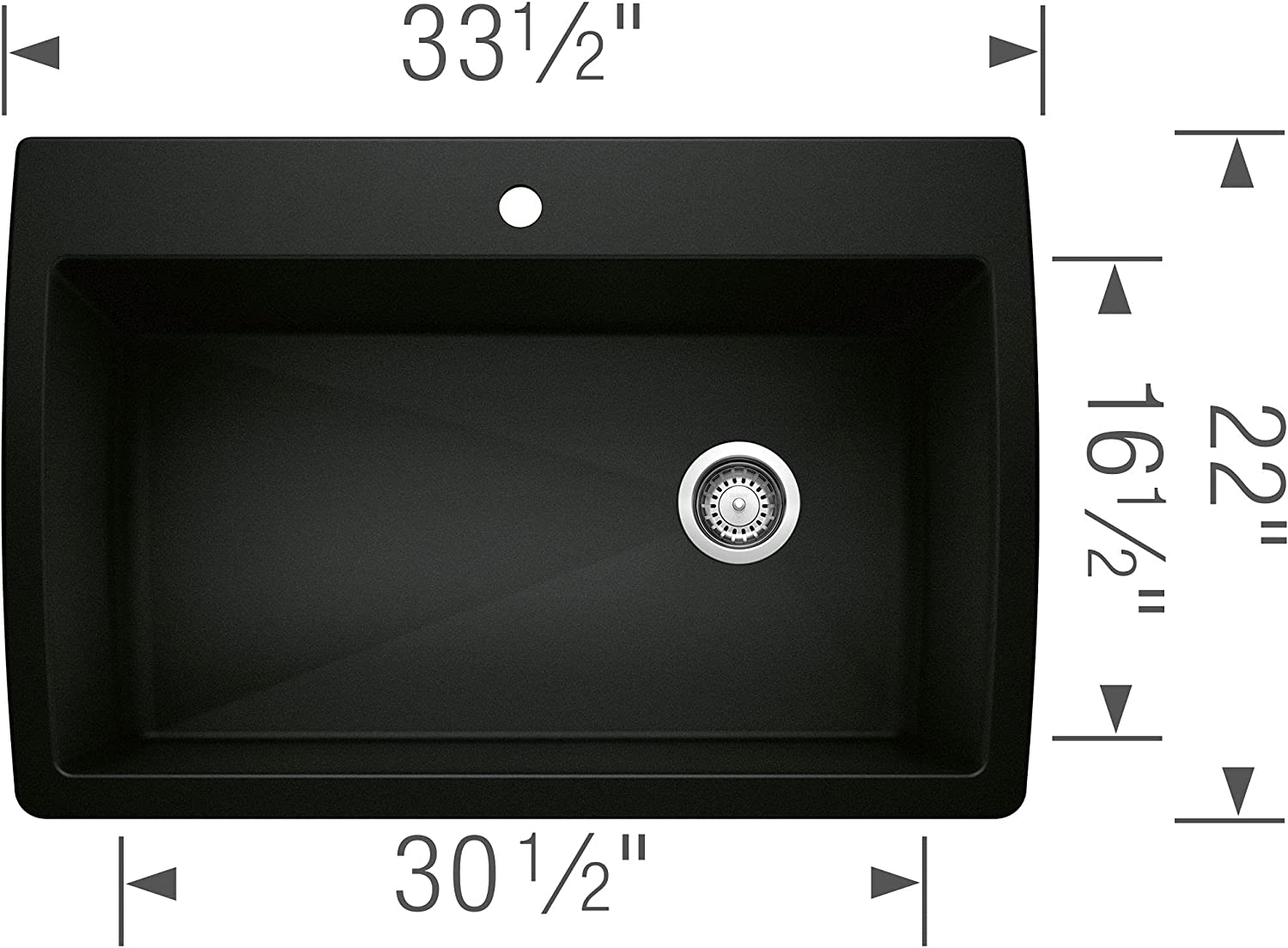 Blanco Diamond Super Single Dual Mount SILGRANIT Kitchen Sink - Premium Undermount or Drop-In Stainless Steel Sink for Modern Kitchens | Perfect for Food Prep, Dishwashing & Entertaining