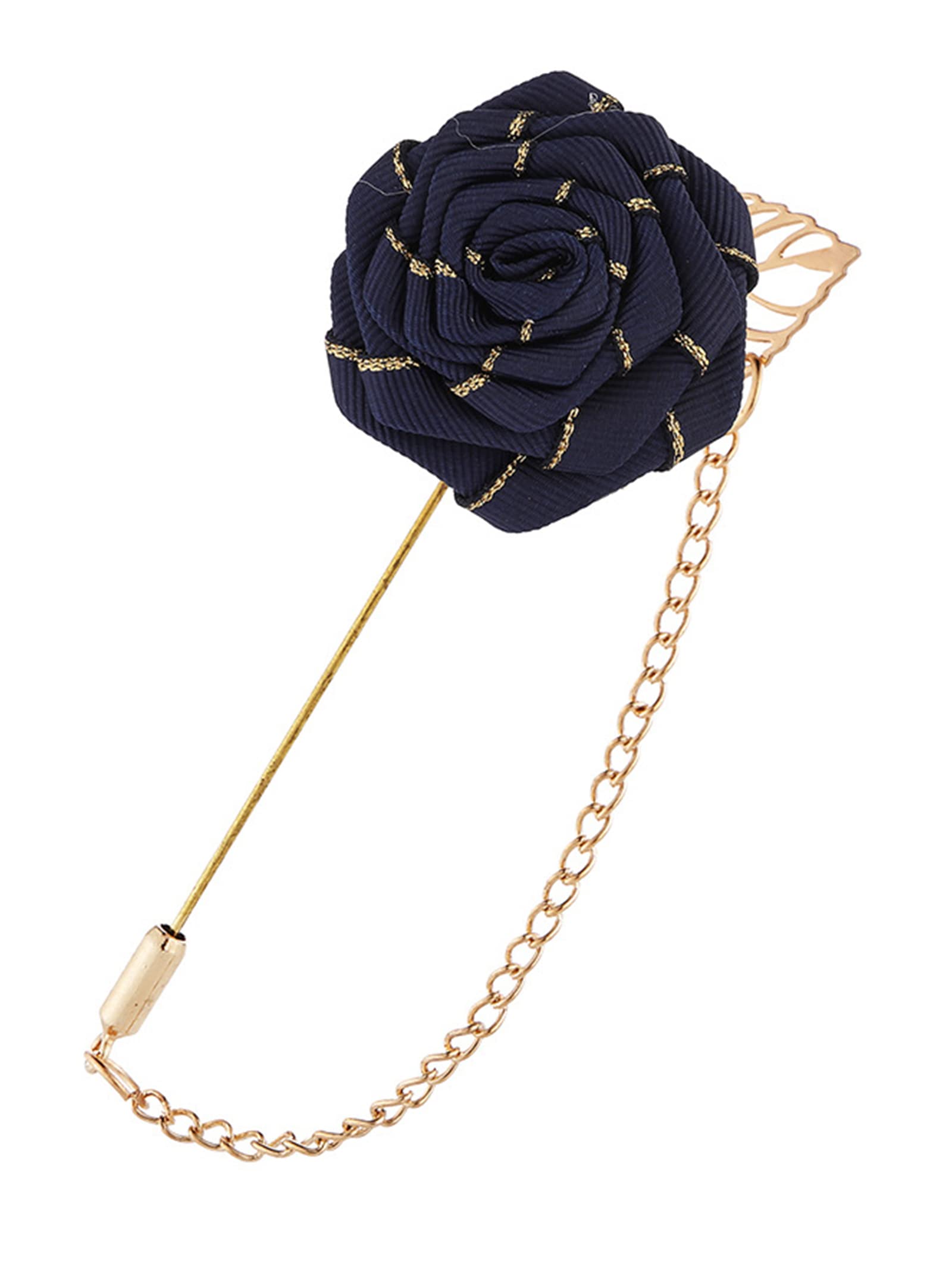 Elegant Rose Flower Lapel Pin for Men - Gold & Silver Boutonniere Brooch for Suits, Blazers & Formal Wear - Perfect for Weddings, Proms & Business Events