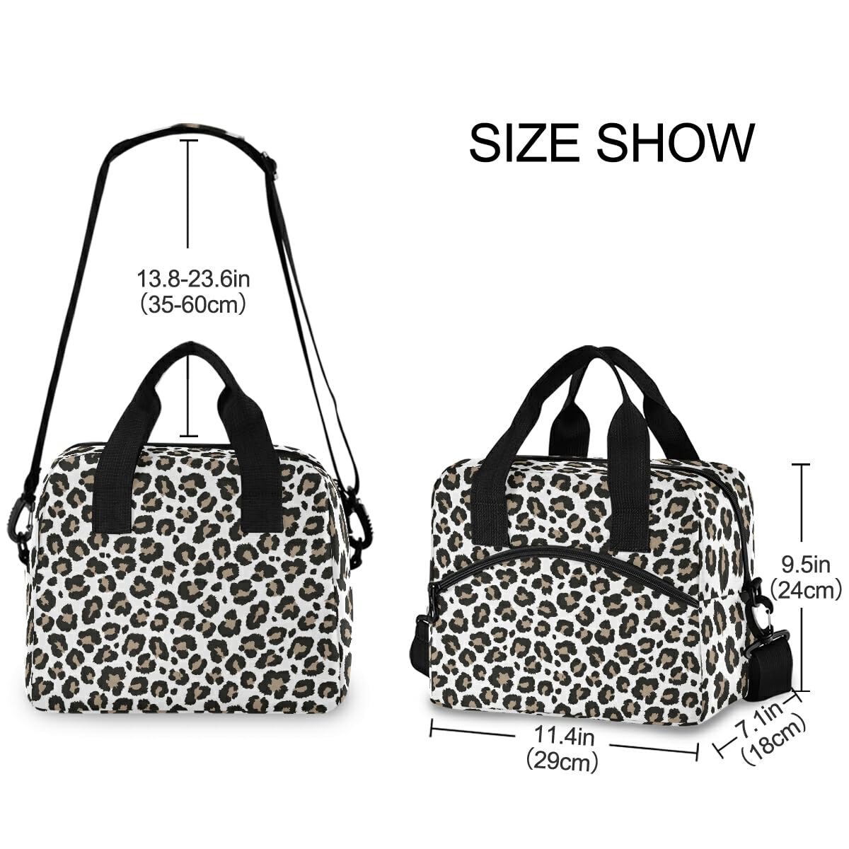 Leopard Cheetah Print Insulated Lunch Bag for Women & Men - Detachable Shoulder Strap Tote for Office, School, Picnic & Hiking | Stylish Animal Skin Design for Work, Travel & Outdoor Activities