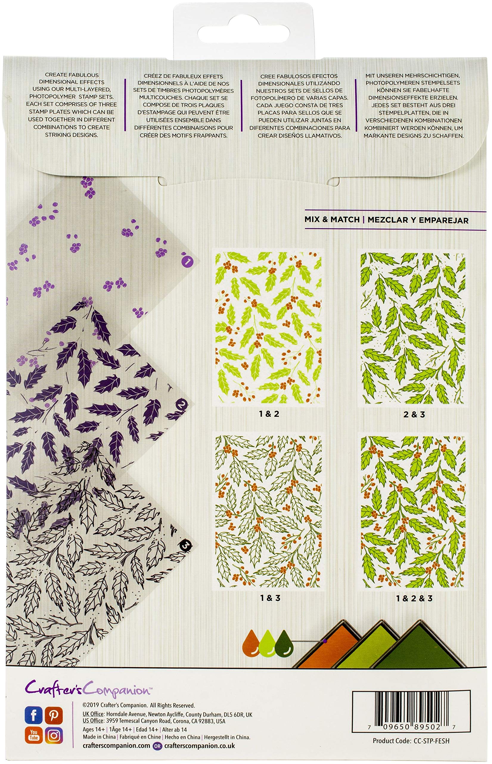 Festive Holly Clear Stamps for Card Making, Scrapbooking & DIY Crafts - CC INTERNATIONAL LLC FSTV Collection - Perfect for Holiday Greetings, Invitations & Handmade Gifts