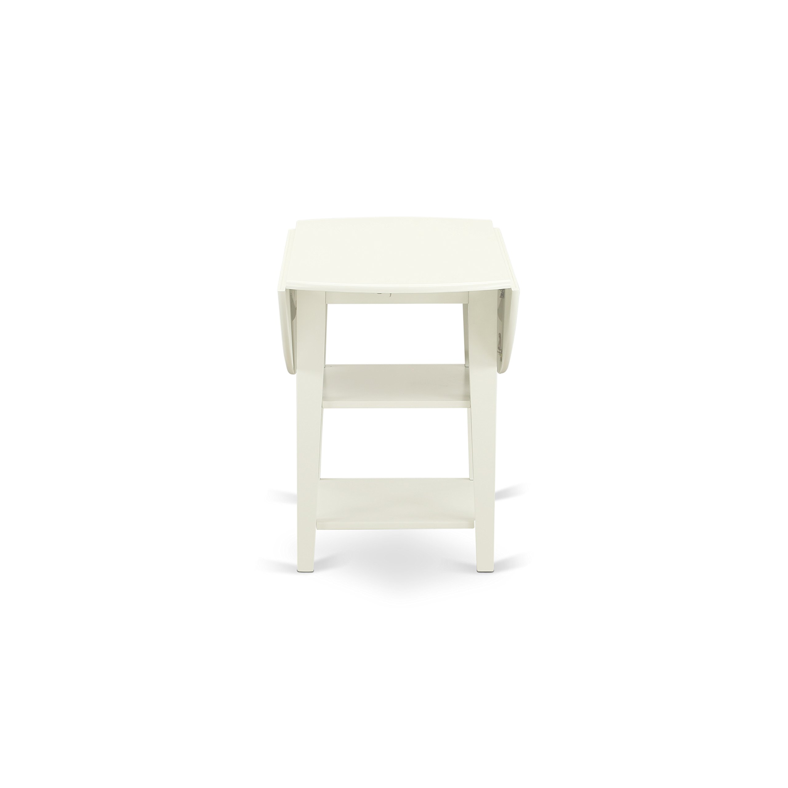 East West Furniture SUGR5-LWH-W 5-Piece Round Dining Table Set with Drop Leaf & Storage Shelves - Includes 42x42 Inch Kitchen Table & 4 Chairs, Linen White - Perfect for Small Spaces, Breakfast Nooks & Cozy Apartments