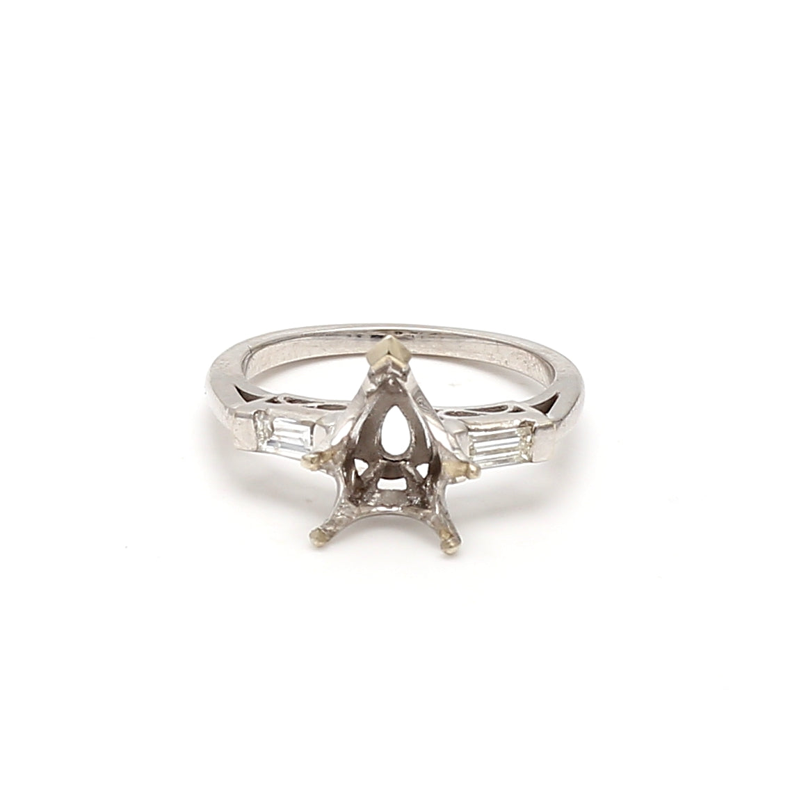 0.20 Carat Baguette Shape F VS1 Diamond Platinum Semi Mount Ring - Elegant Wedding Band for Engagement & Anniversary Gifts