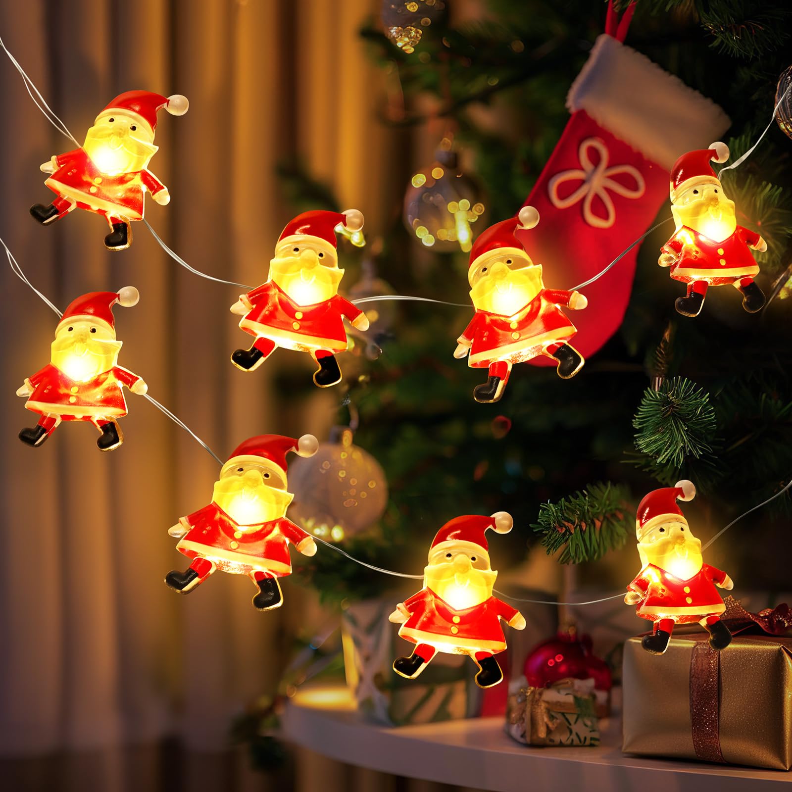 30 LED Christmas Santa Claus String Lights - 10FT Battery Operated Indoor Fairy Lights for Xmas Tree, Holiday Party & Room Decor | Perfect for Christmas Gifts, Festive Home Decoration & Winter Celebrations