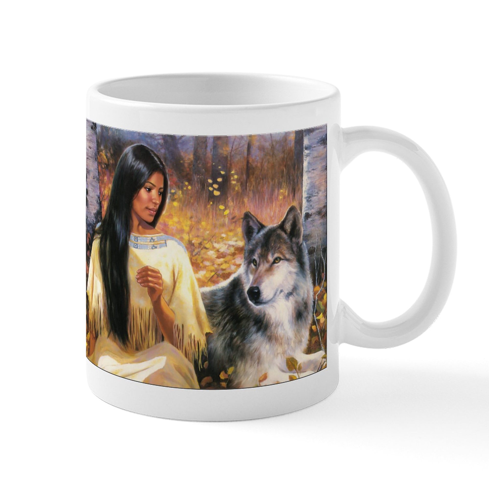Grey Wolf Ceramic Coffee Mug 11 oz (325 ml) - Perfect for Hot & Cold Drinks, Ideal for Home, Office, Camping Gifts - Unique Wolf Design