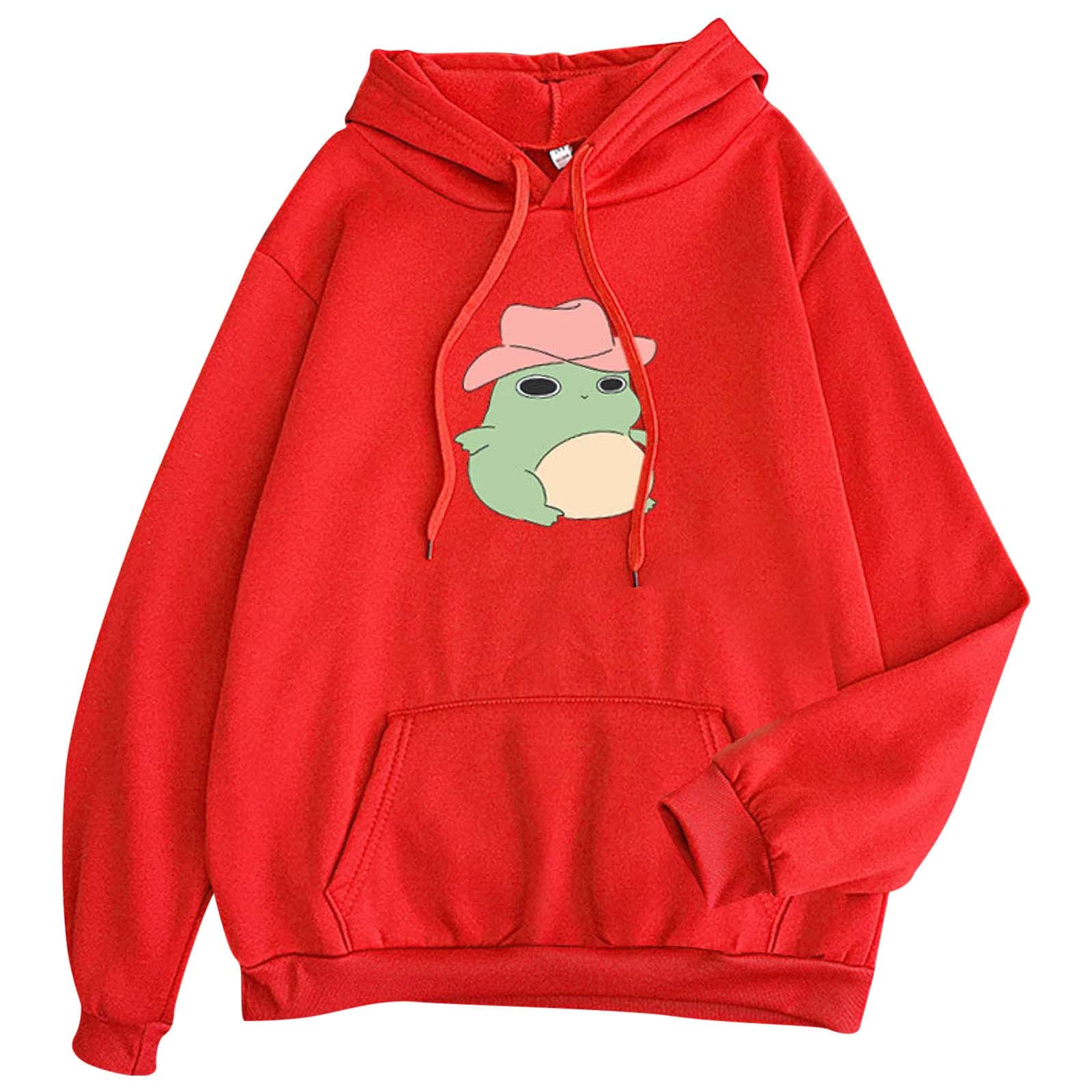 Women's Cute Frog Print Skateboarding Hoodie - Long Sleeve Half Zip Pullover Cotton Sweatshirt for Casual Wear & Street Fashion