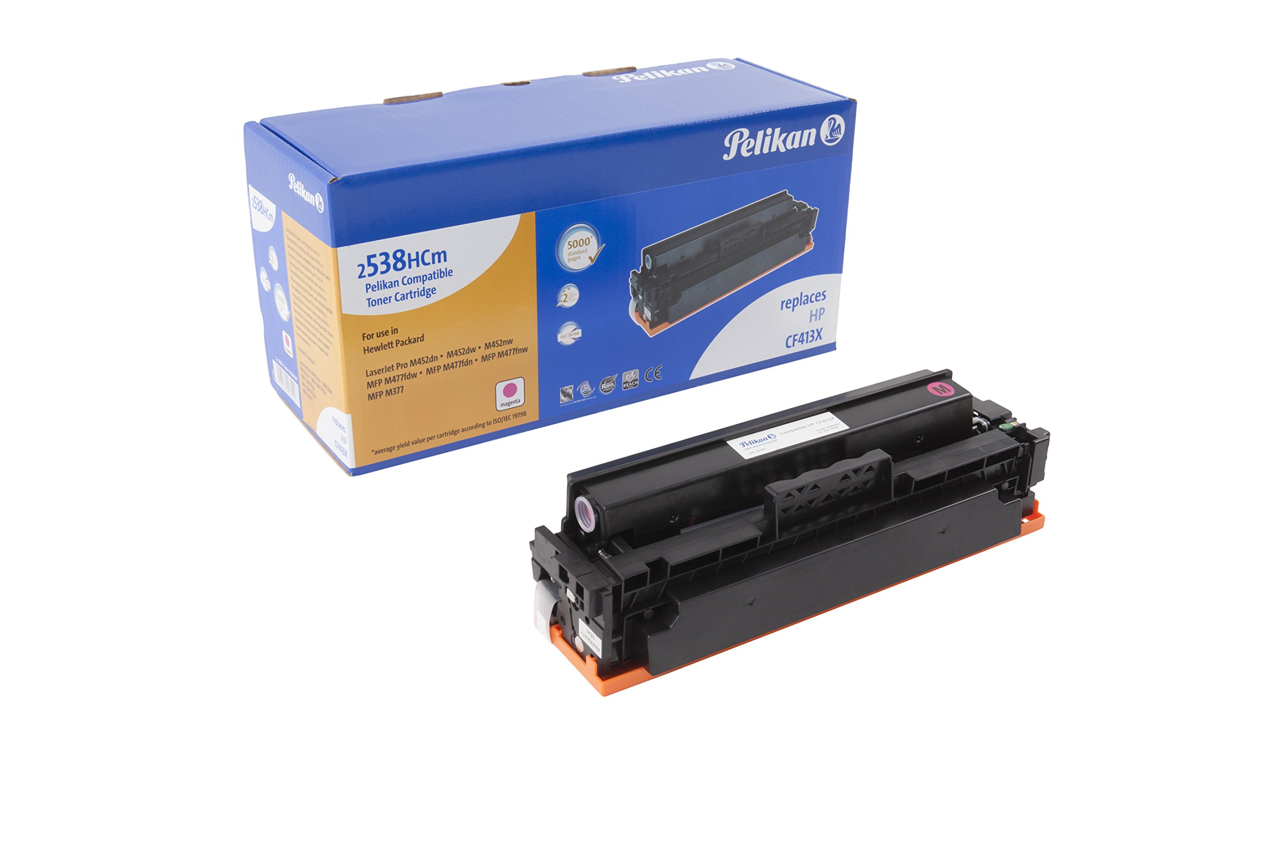 Pelikan 4284297 Magenta Toner Cartridge - Replacement for HP CF413X (Compatible with HP LaserJet Pro M452DN, M452DW, M452NW & MFP M477FDW, M477FDN, M477FNW, M377) - High-Yield Printing for Office & Home Use