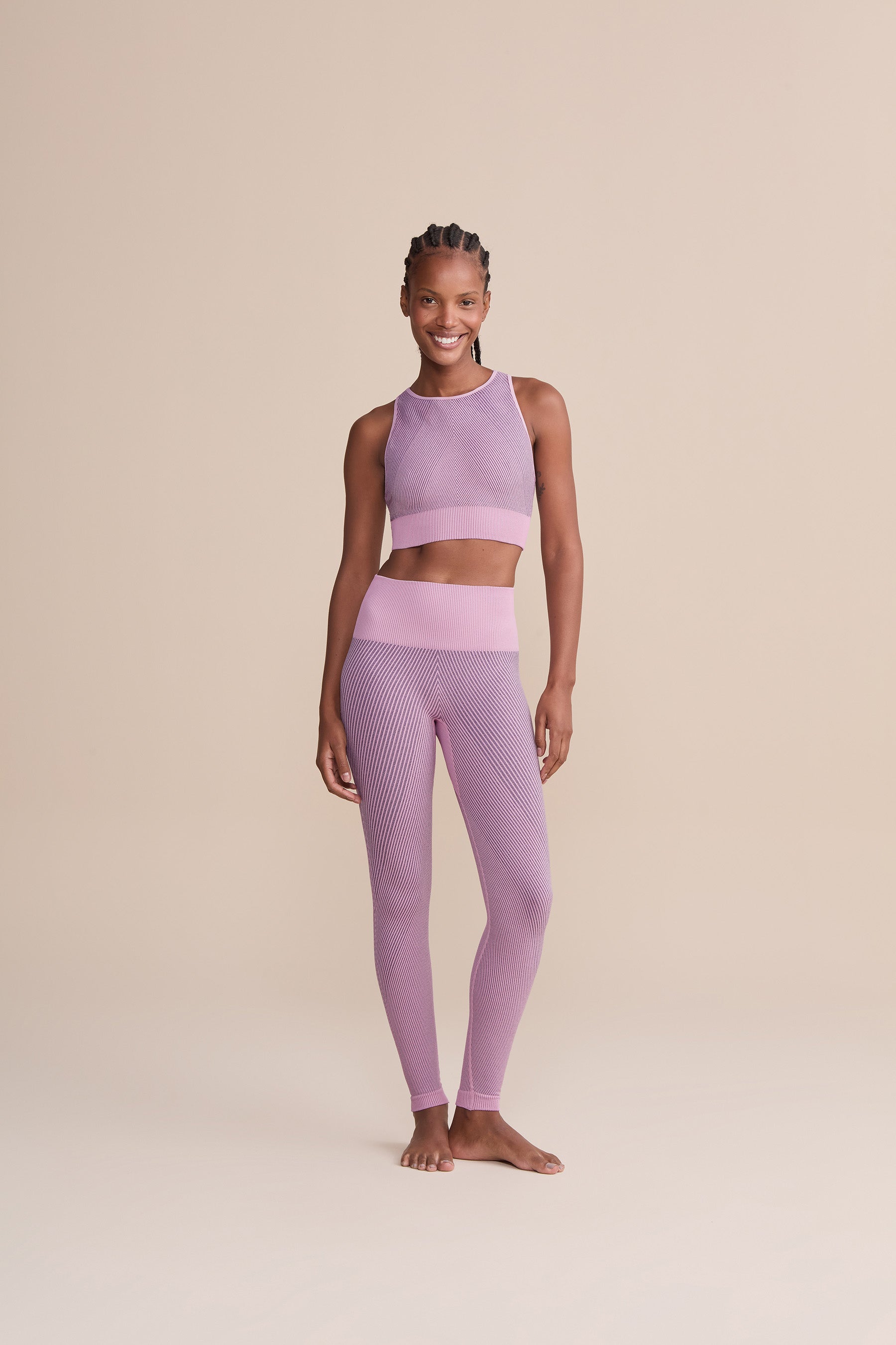 Seamless Diagonal Long Leggings for Women - High Waist Yoga Pants, Workout Leggings for Running, Gym & Lounge - Soft Stretchy Comfortable Activewear