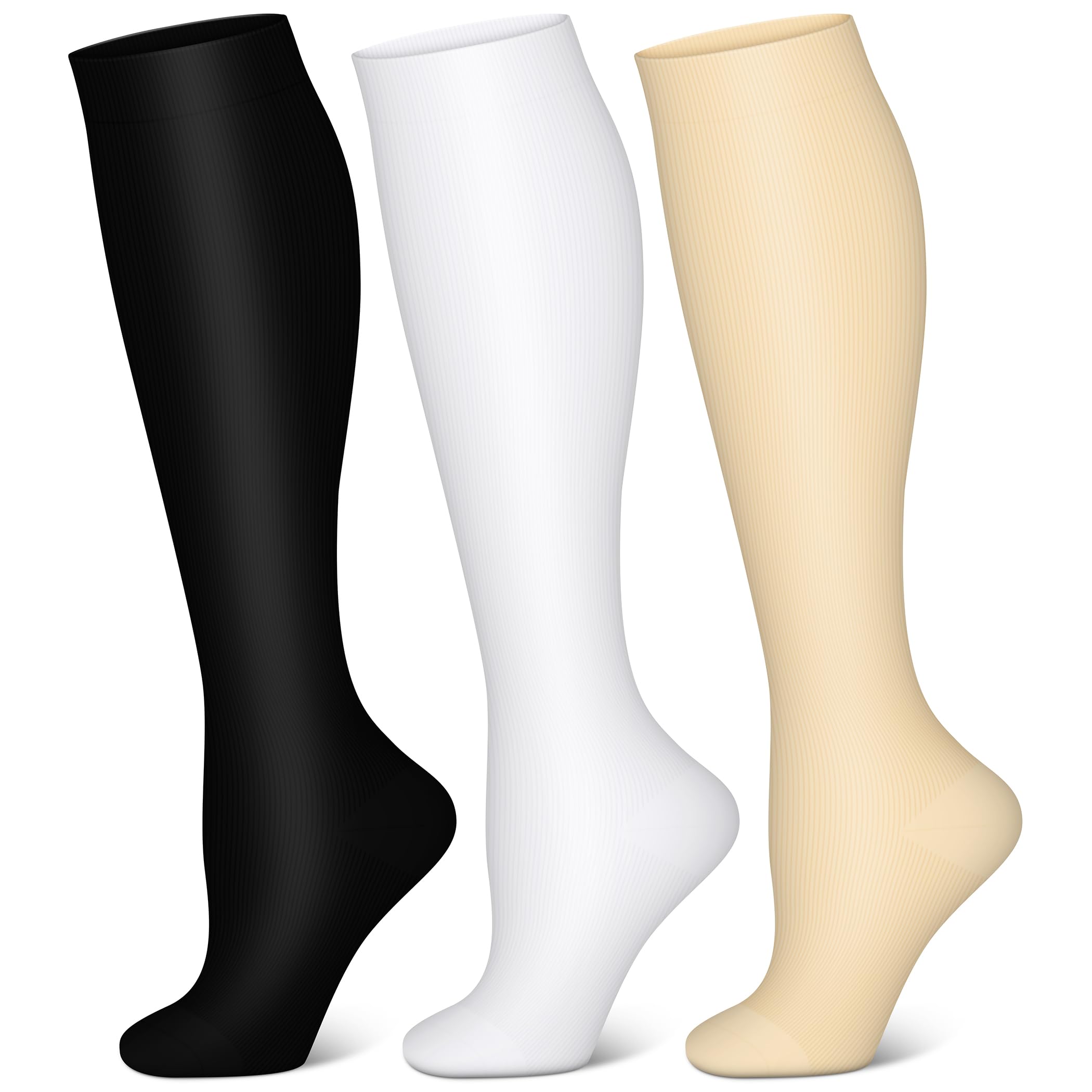 QUXIANG 3 Pairs Compression Socks for Women & Men - 15-20 mmHg Medical Grade Support for Blood Circulation, Running, Athletic & Cycling - Perfect for Workouts, Travel & Recovery