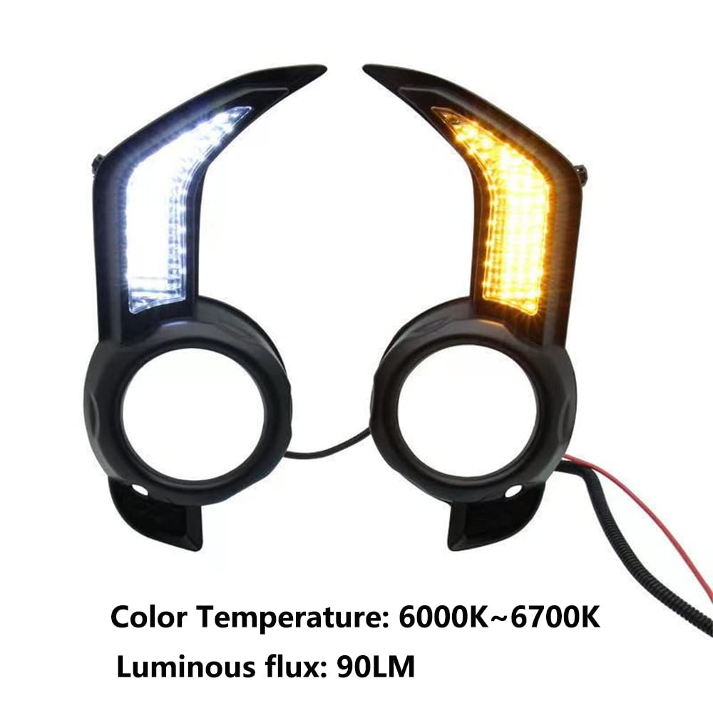 2PCS LED DRL Daytime Running Lights with Dynamic Turn Signal - Compatible with Toyota 4Runner 2013-2021 - White & Yellow Fog Lamps for Enhanced Visibility & Safety (Perfect for Night Driving & Bad Weather Conditions)