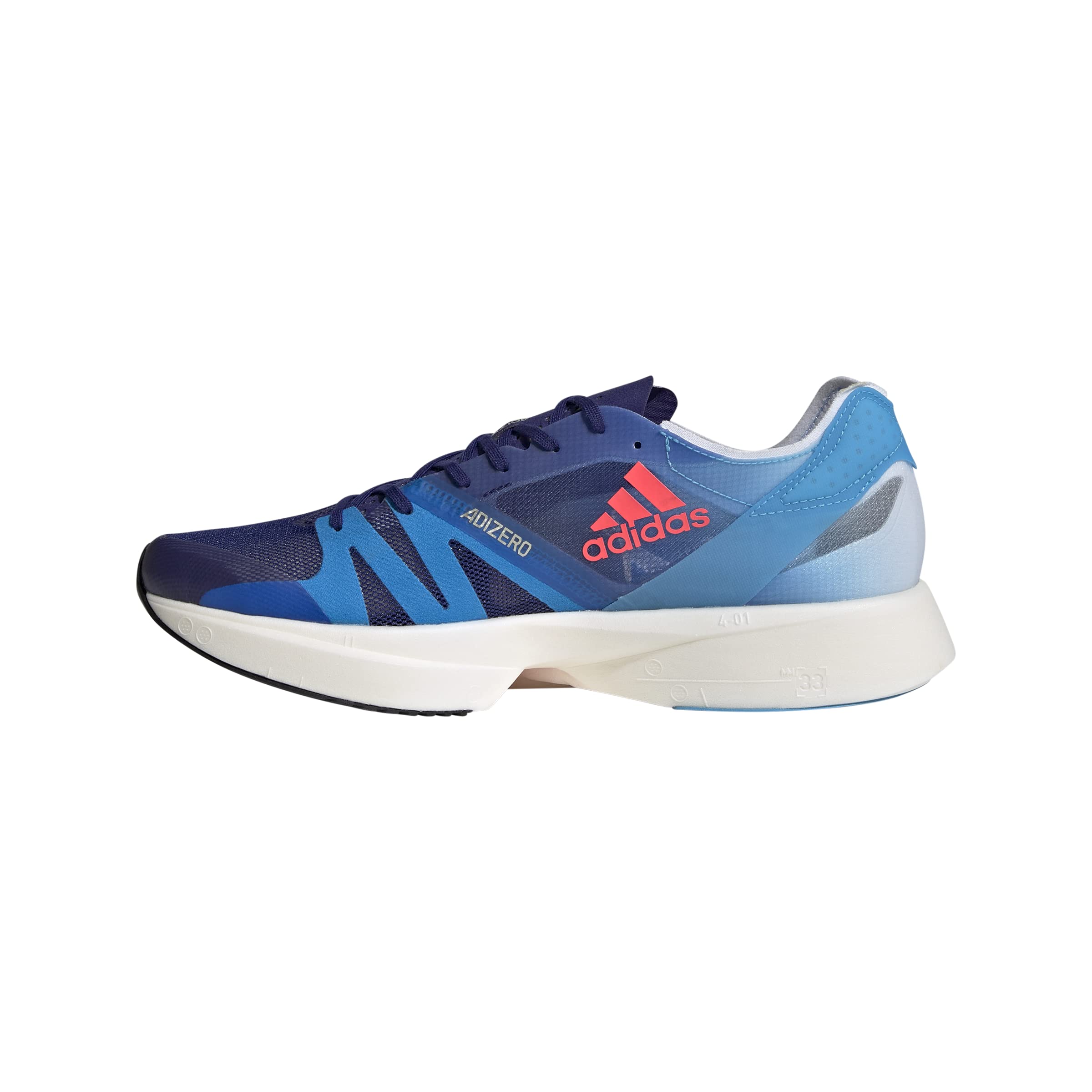 Adidas Men's Adizero Takumi Sen 8 Running Shoes - Legacy Indigo/Turbo/Sky Rush - Size 8.5 D - Lightweight Racing Sneakers for Marathon & Road Running