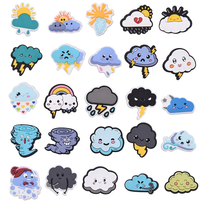 1Pcs Cute Cloud-Shaped PVC Shoe Charms for Crocs - Weather-Themed Jibbitz Accessories for Kids & Adults - Party Favors, Gifts & DIY Decoration - Perfect for School, Beach & Outdoor Activities