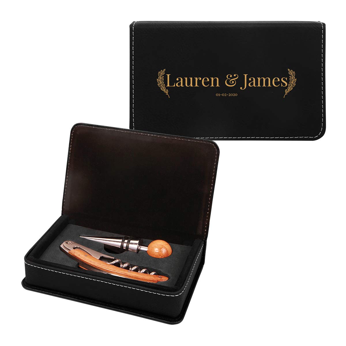Personalized Leatherette 2-Piece Wine Tool Set with Corkscrew & Foil Cutter - Perfect for Wine Lovers, Gifts & Home Entertaining