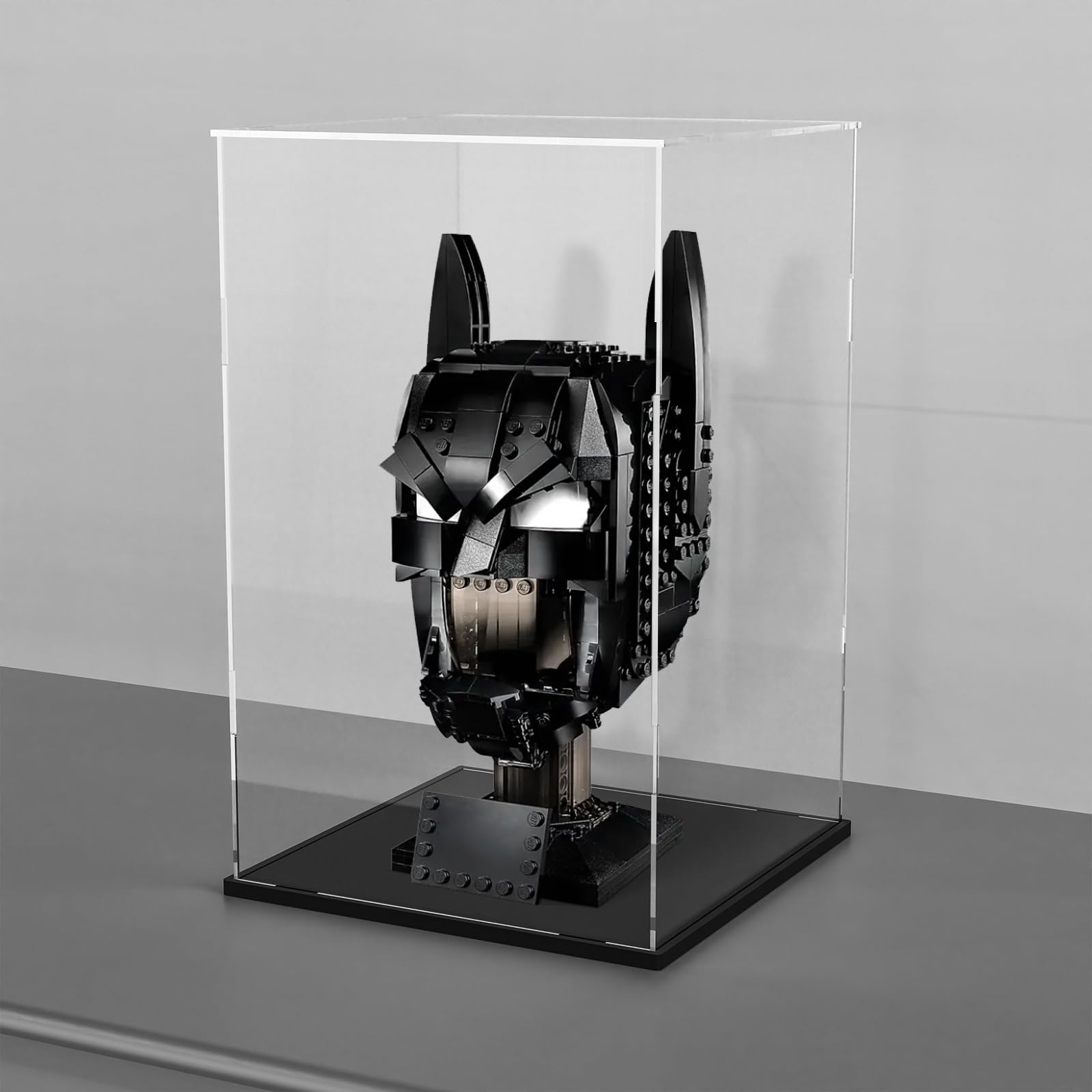 Acrylic Display Case for Lego Star Wars Helmets - Mandalorian 75328, Boba Fett 75277, Darth Vader 75304, Luke Skywalker 75327 - Clear Protective Showcase Box for Collectible Display & Home Decor