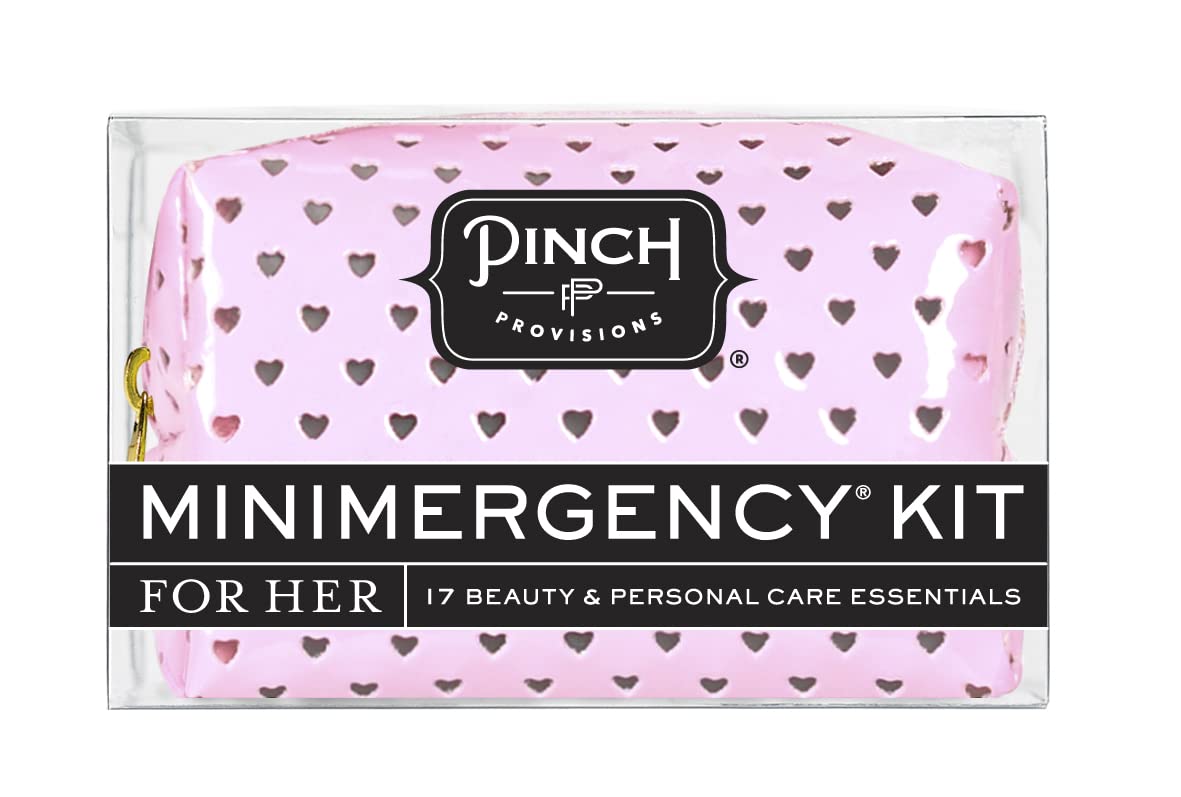 Pinch Provisions Sweetheart Minimergency Kit - 17 Travel-Sized Cosmetic Essentials for Women | Compact Beauty Emergency Kit for Purse, Travel, Office & On-the-Go | Perfect Valentine's Day & Birthday Gift for Her