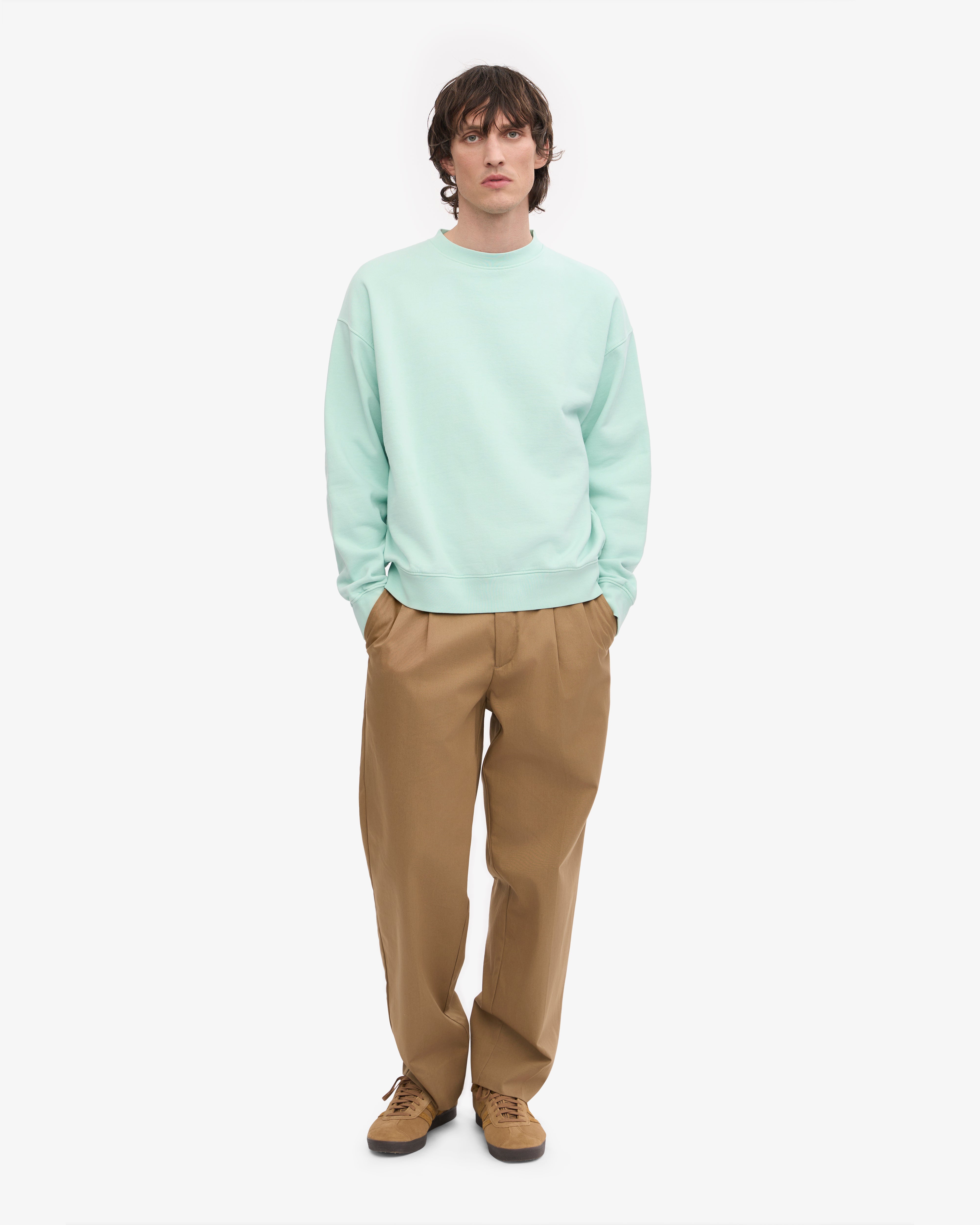 Organic Oversized Crewneck Sweatshirt - Light Aqua | Eco-Friendly Comfort Wear for Casual Outings & Lounge