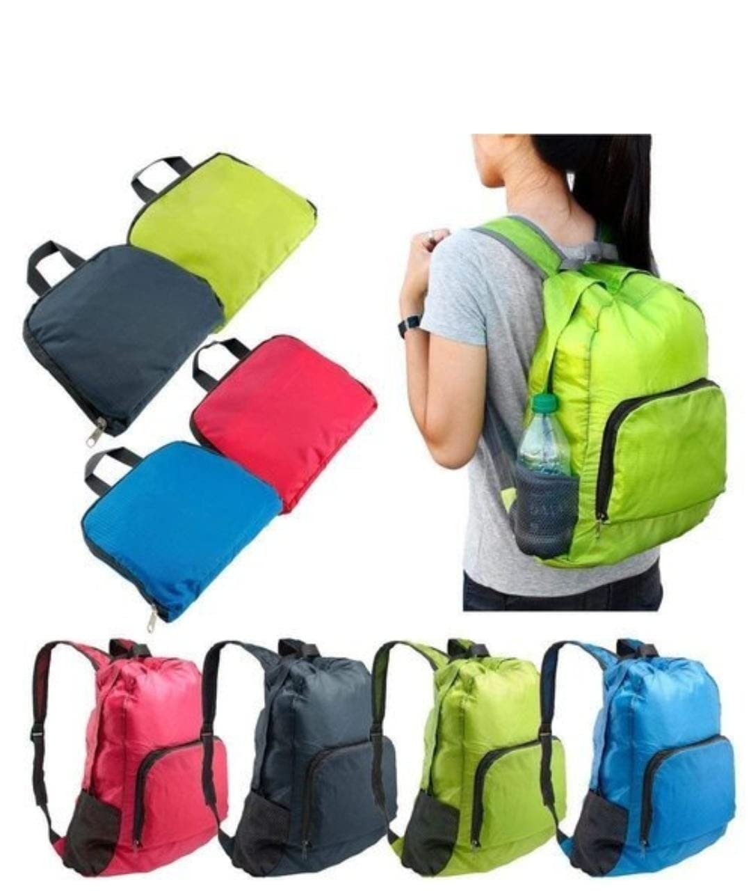 Lalji Creations Multicolor Waterproof Backpack - Lightweight Foldable Travel Bag for Men & Women | Perfect for Gym, Sports, Hiking & Vacations | Durable Unisex Carry-On Luggage
