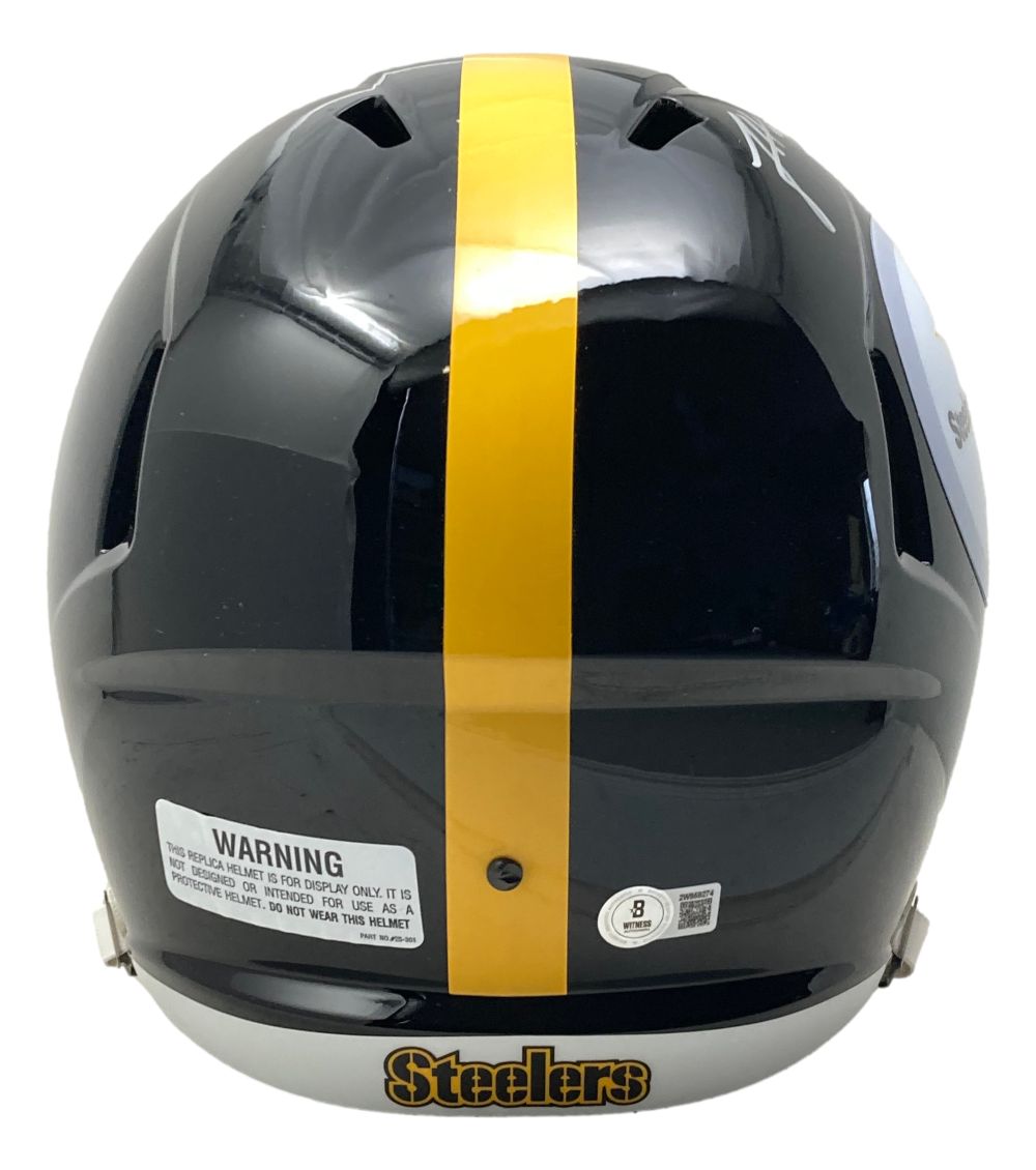 James Harrison Autographed Pittsburgh Steelers Full Size Speed Replica Football Helmet with Display Case - Perfect for Collectors, Sports Memorabilia Displays & Steelers Fan Gifts