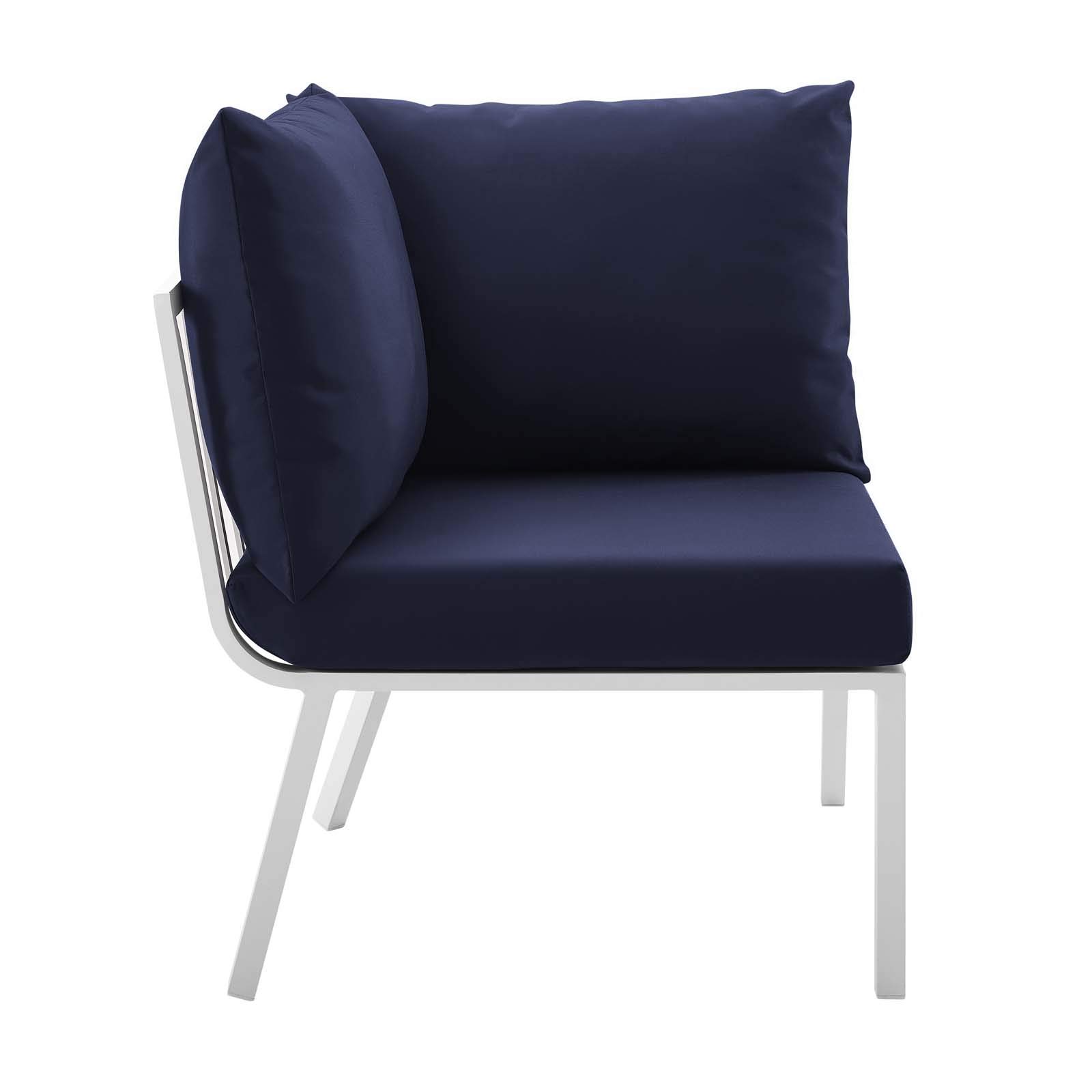 Modway Riverside 4-Piece Outdoor Patio Furniture Set - White & Navy - Perfect for Backyard, Poolside & Garden Relaxation