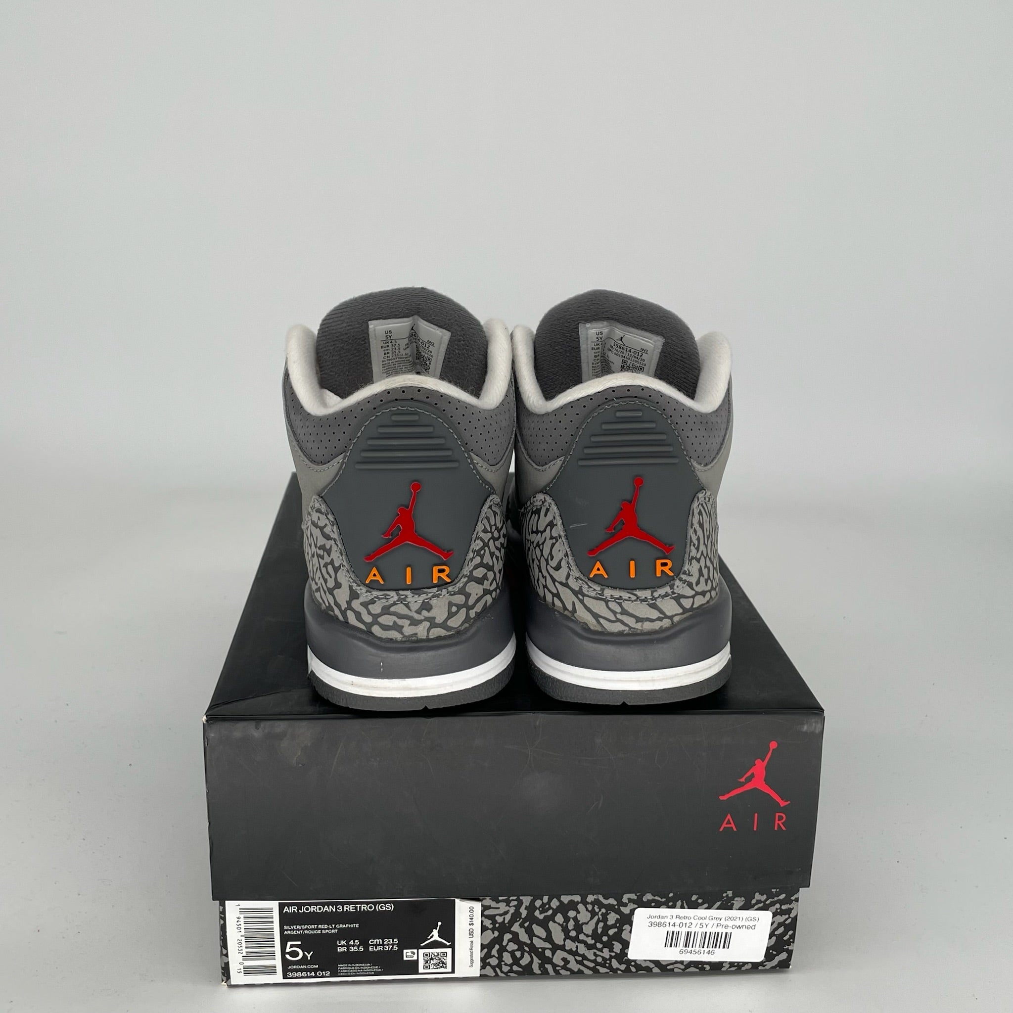 Air Jordan 3 Retro Cool Grey Size 5Y (398614-012) - Men's Basketball Shoes for Casual Wear & Street Style