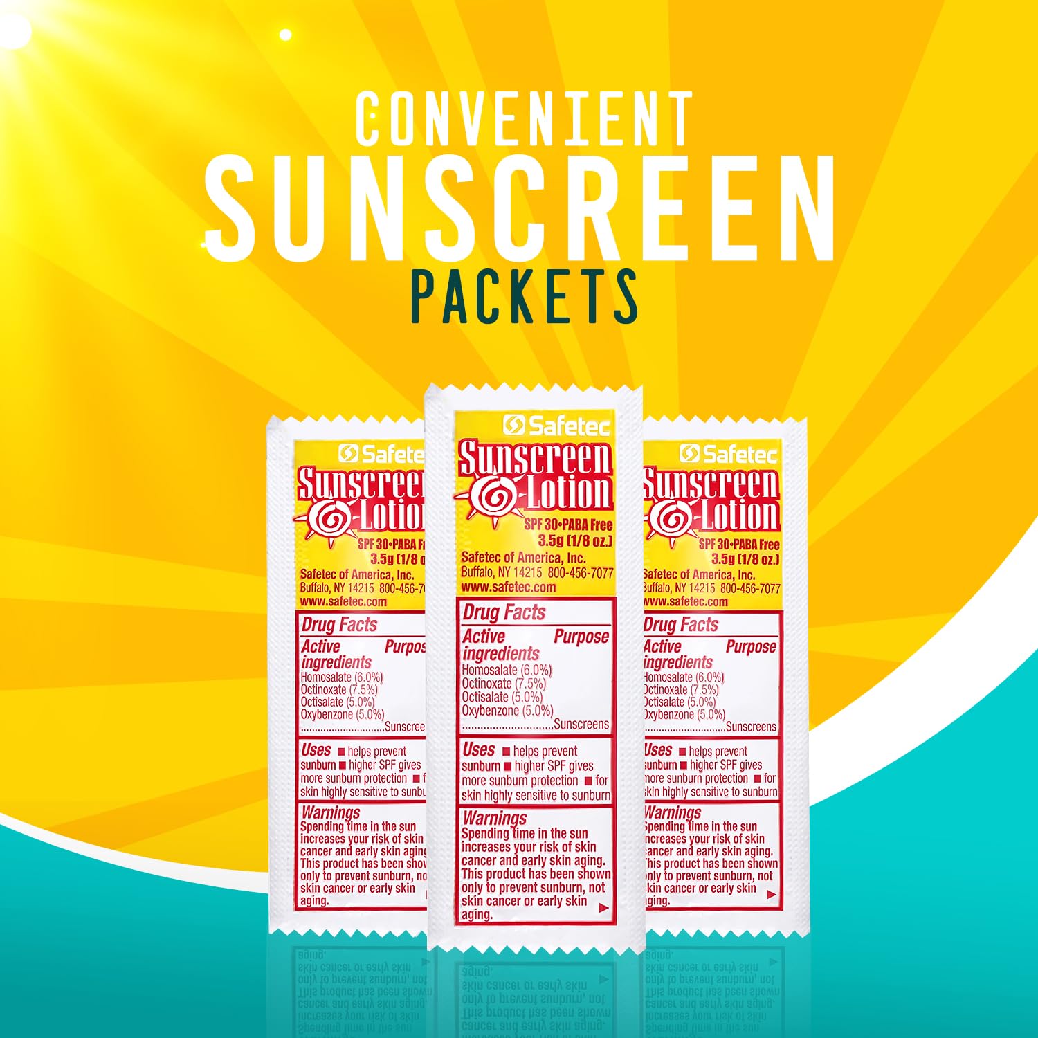 SPF 30 Sunscreen Lotion Packets - 1000 Travel Size PABA-Free Sun Protection for Outdoor Activities, Beach & Sports | Includes Reclosable Storage Bag