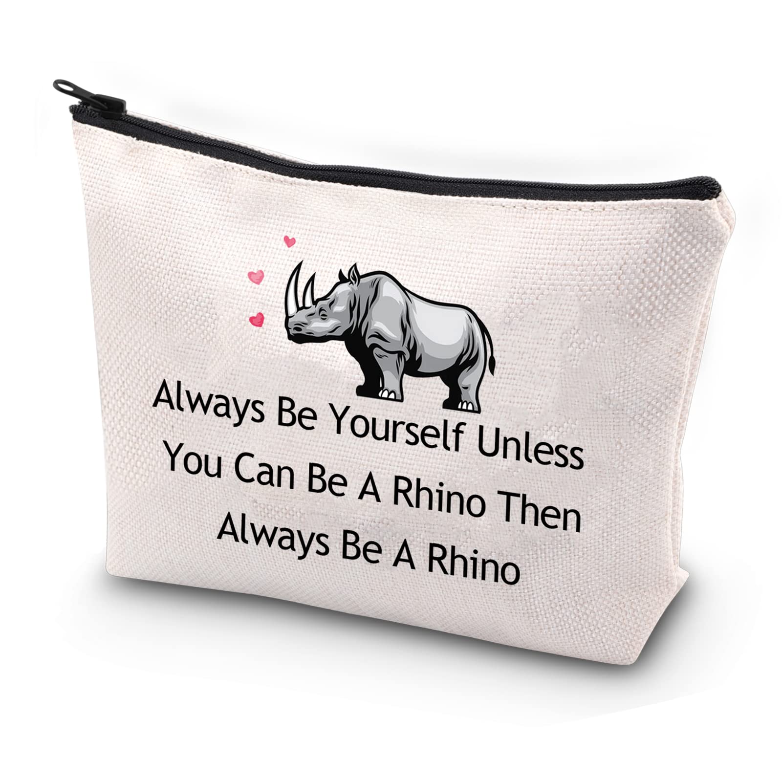 Stylish Rhinoceros Makeup Bag - Perfect Rhino Lover Gift for Travel & Toiletry | Cute Spirit Animal Rhino Cosmetic Pouch for Women & Girls | Great for Travel, Gym, Beach & Daily Use