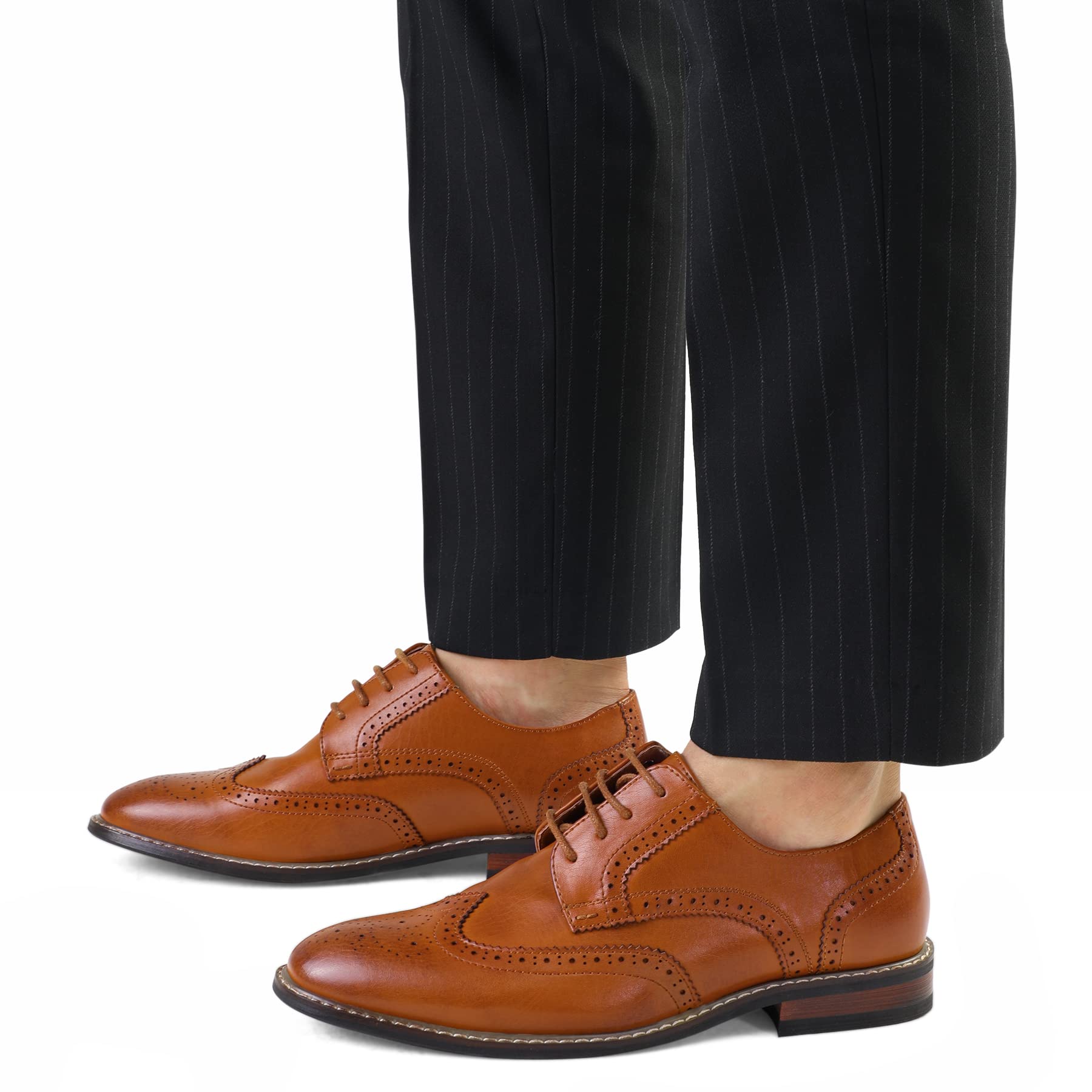 Stylish Men's Wingtip Oxford Dress Shoes - Classic Business Formal Lace Up Shoes for Office, Wedding & Special Occasions