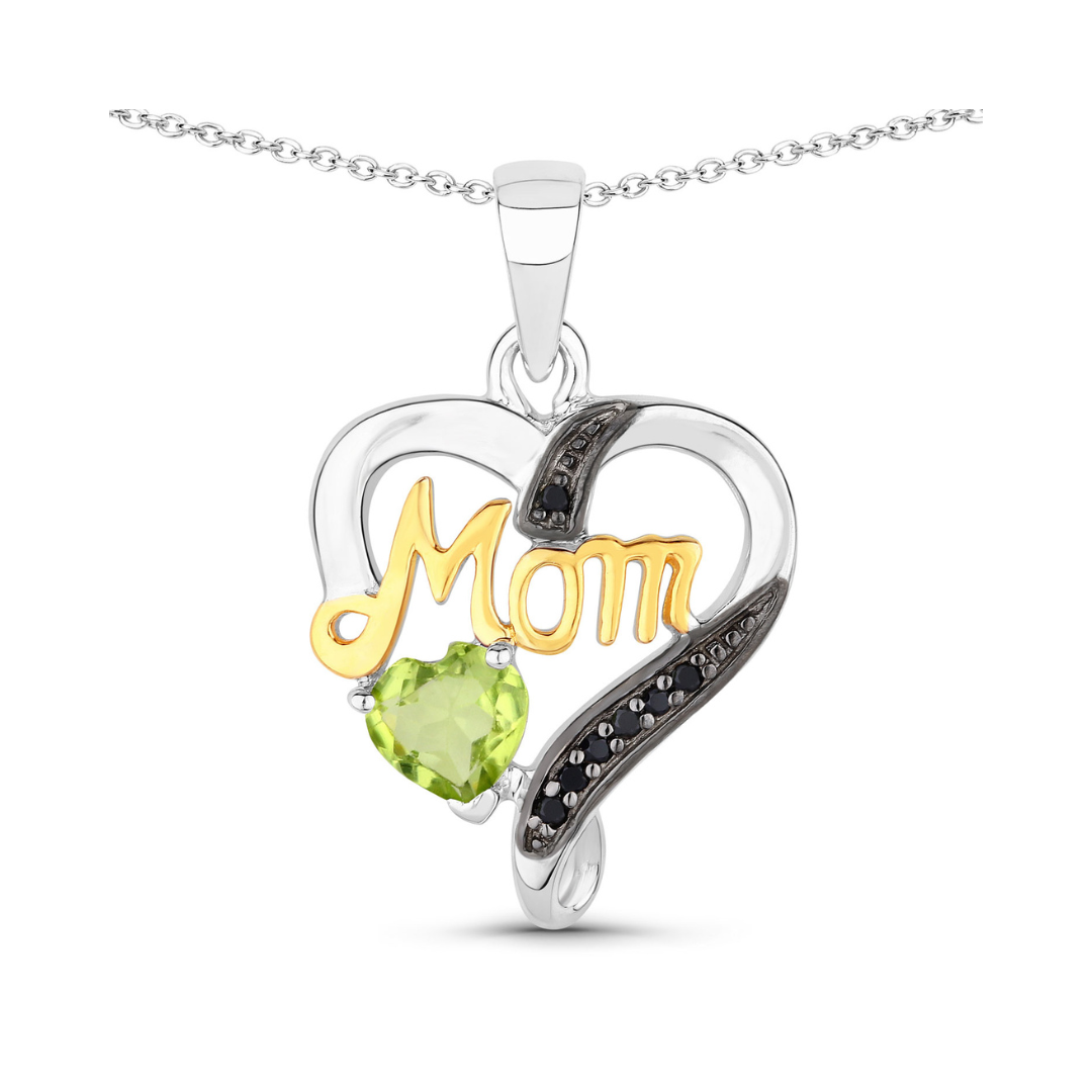Authentic Peridot Double Heart Pendant Necklace for Mom - Elegant Gift for Mother's Day, Birthday & Anniversary - Perfect for Special Occasions & Everyday Wear