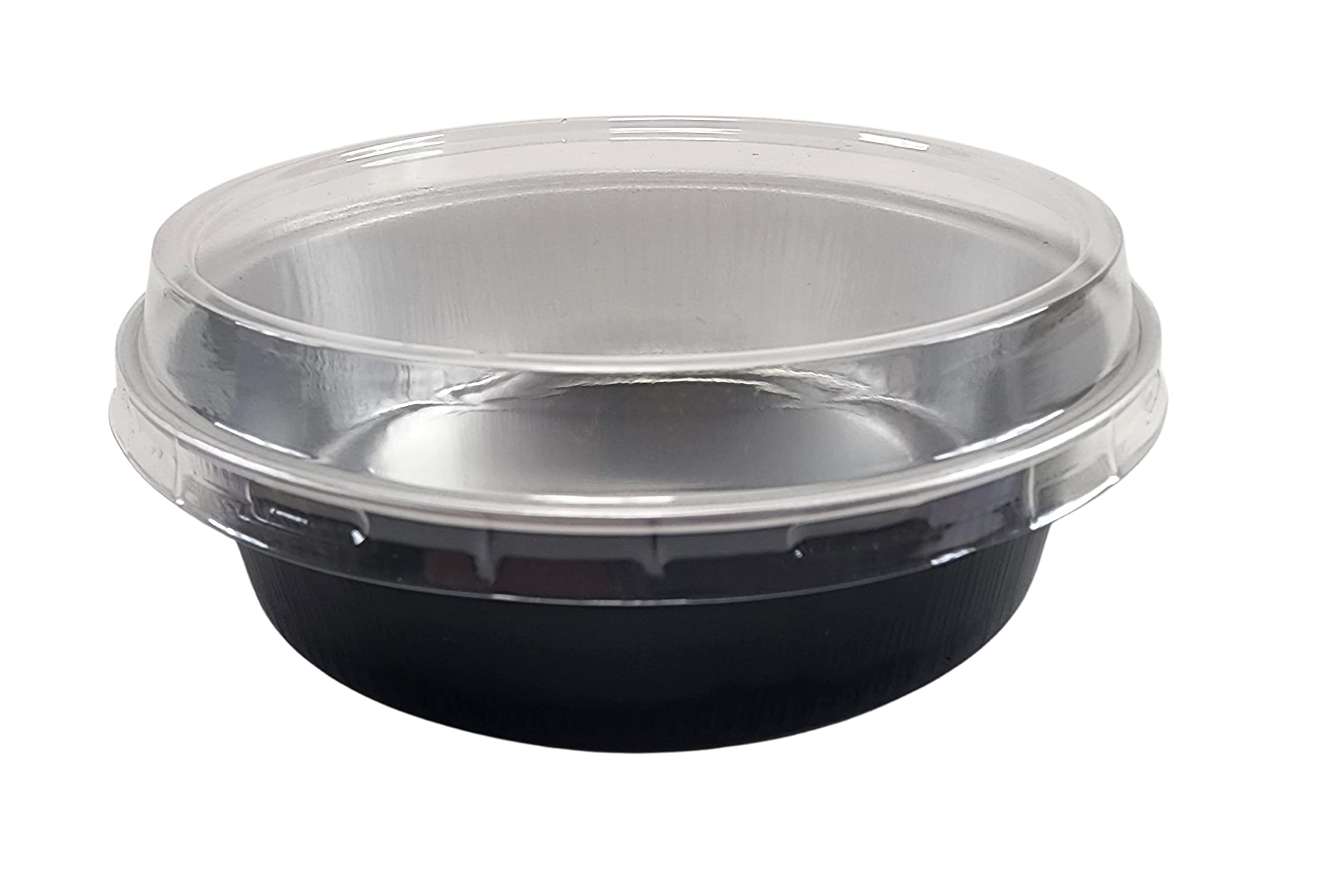 KitchenDance 4-Inch Round Disposable Aluminum Foil Cake Pans with Lids - 100-Pack Heavy Duty Baking Pans for Cakes, Tarts, Pies & Flan - Perfect for Restaurants, Hotels, Catering & Home Baking (Black)