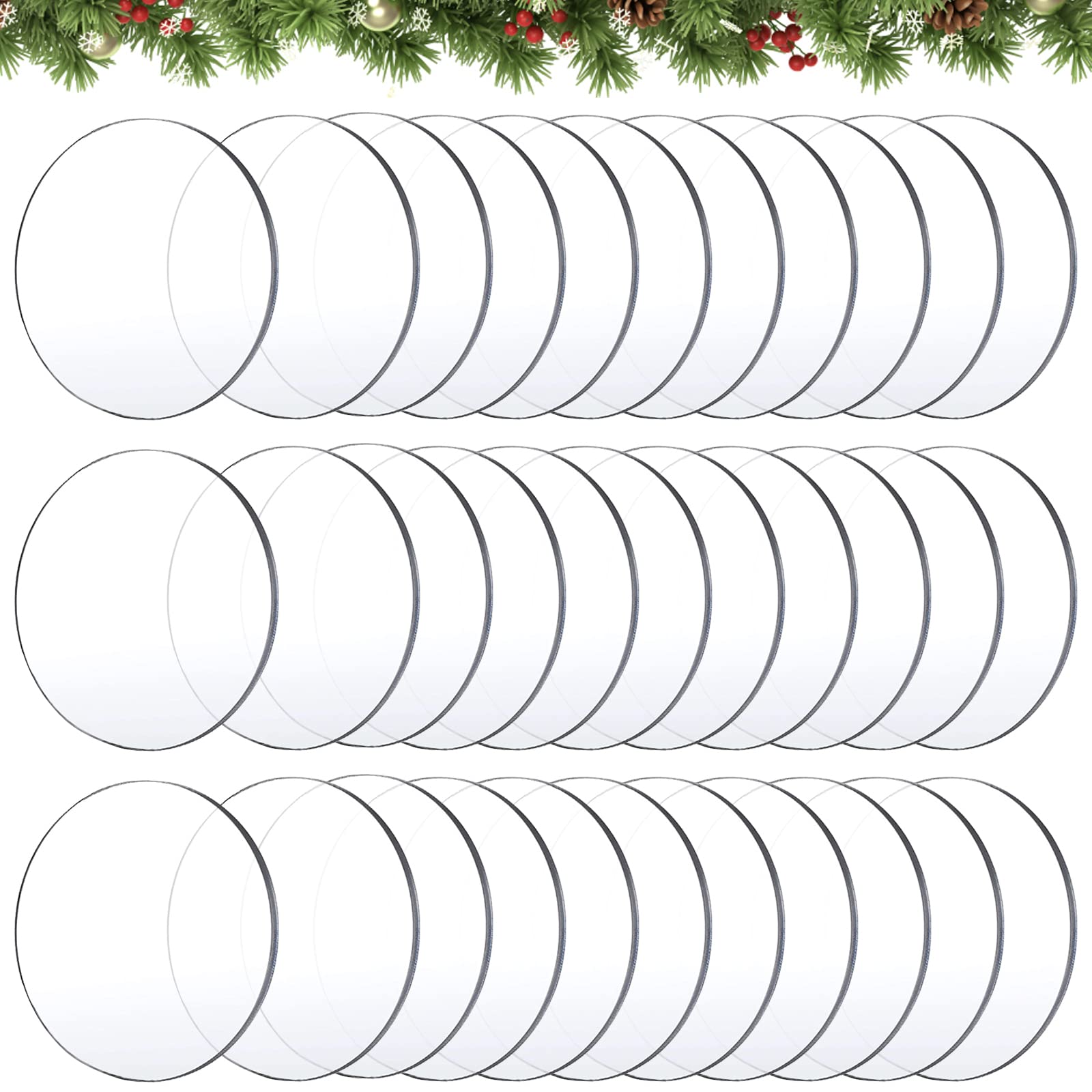 30Pcs 4 Inch Clear Acrylic Round Blanks - 0.08 Inch Thick DIY Craft Discs for Cricut Cutting, Engraving, Milestone Markers & Ornaments - Perfect for Scrapbooking, Home Decor and Wedding Crafts