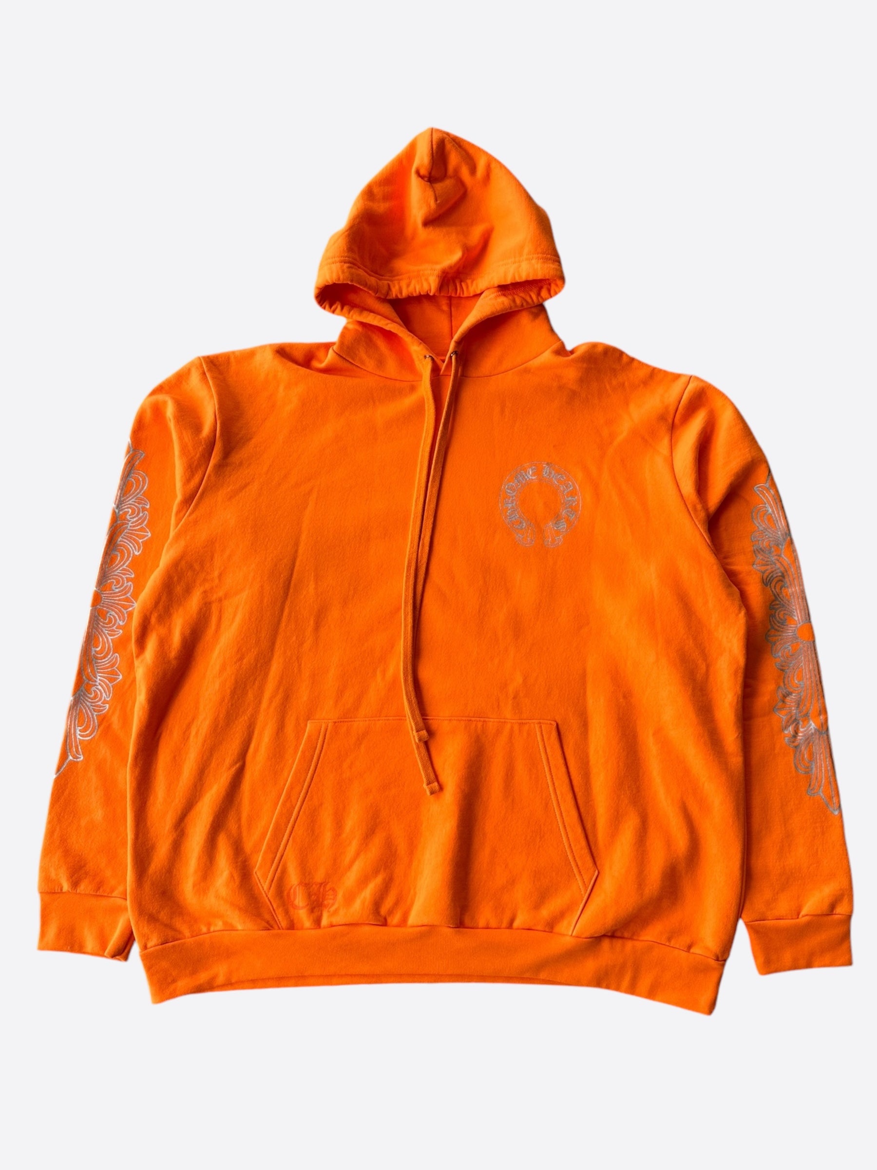 Chrome Hearts Orange & Silver Miami Exclusive Horseshoe Logo Hoodie - Stylish Streetwear for Men & Women | Perfect for Casual Outfits, Urban Fashion & Miami Beach Vibes