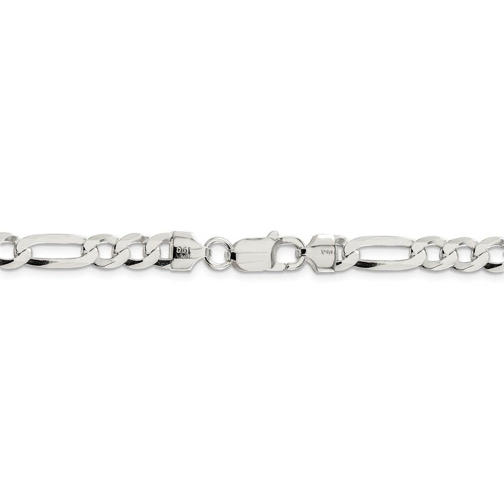 7mm Sterling Silver Figaro Chain Bracelet - Elegant & Stylish for Daily Wear