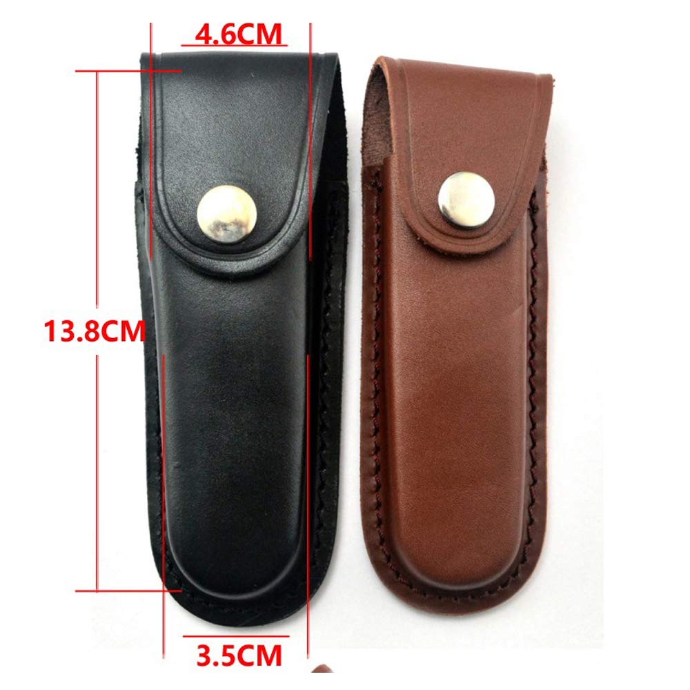 5 Inch Leather Folding Knife Sheath with Snap Closure & Belt Loop - Durable Leather Pouch Holder for Pocket Knives - Perfect for Camping, Hiking, and Outdoor Adventures