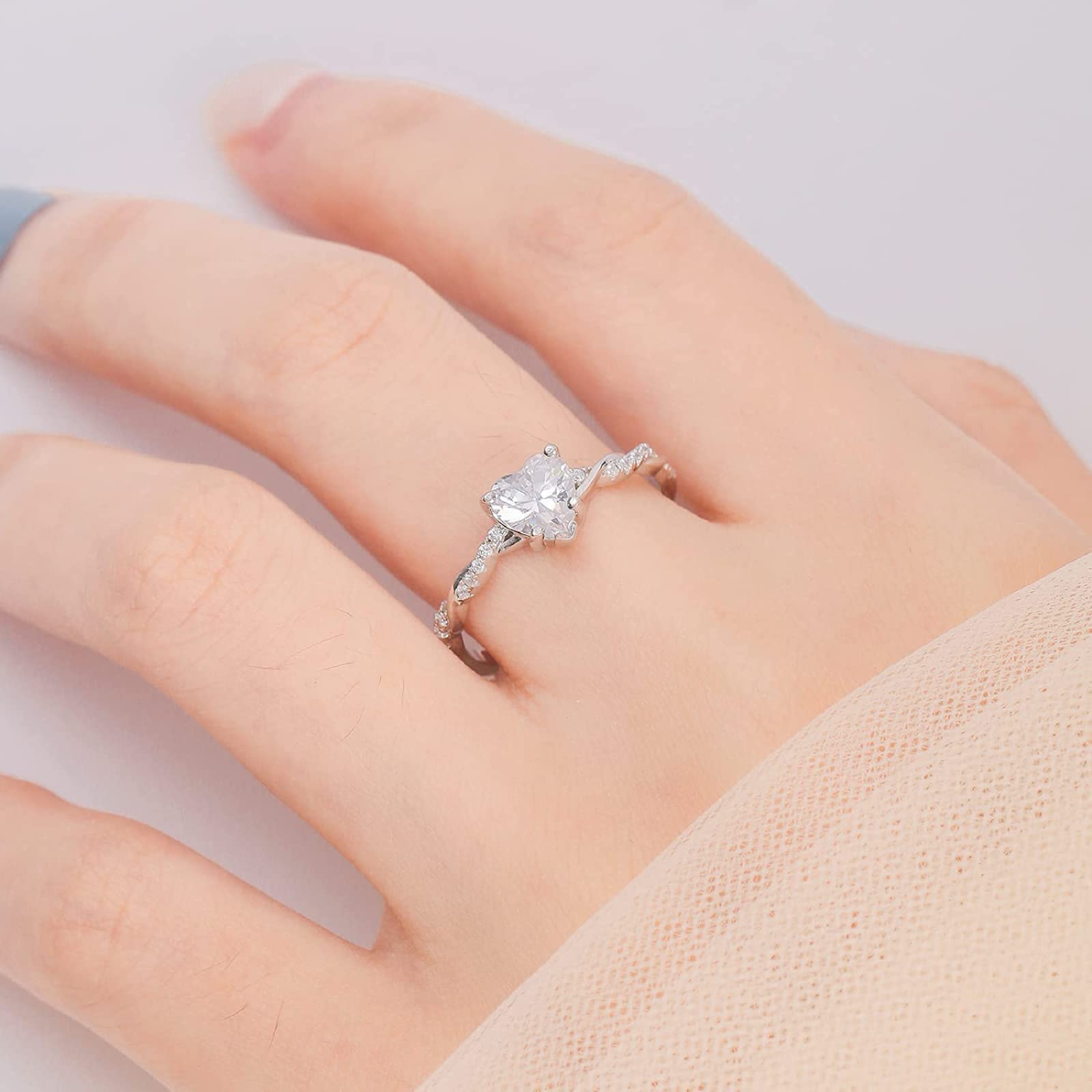 1.25ct Heart Shaped Cubic Zirconia Ring for Women - 925 Sterling Silver Promise & Engagement Ring, Size 5-10 | Perfect for Valentine's Day, Anniversary Gifts & Romantic Proposals