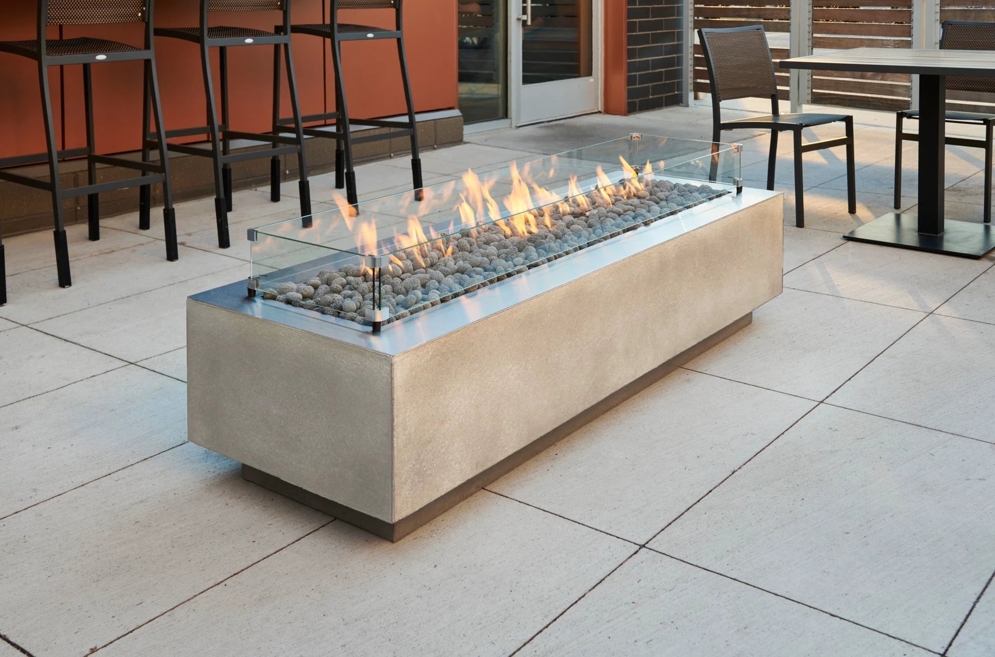 Outdoor Greatroom Cove Linear Gas Fire Pit Table - Modern Patio Heater for Backyard, Deck, and Poolside Gatherings