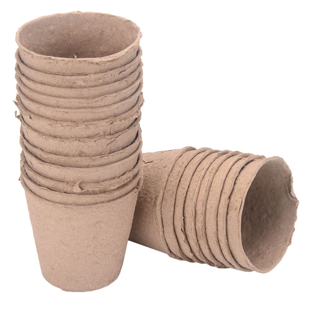 Happyyami 25 Pack Biodegradable Seed Starter Pots with Date Markers - Eco-Friendly Plant Propagation Trays for Indoor/Outdoor Gardening, Greenhouse & Hydroponic System