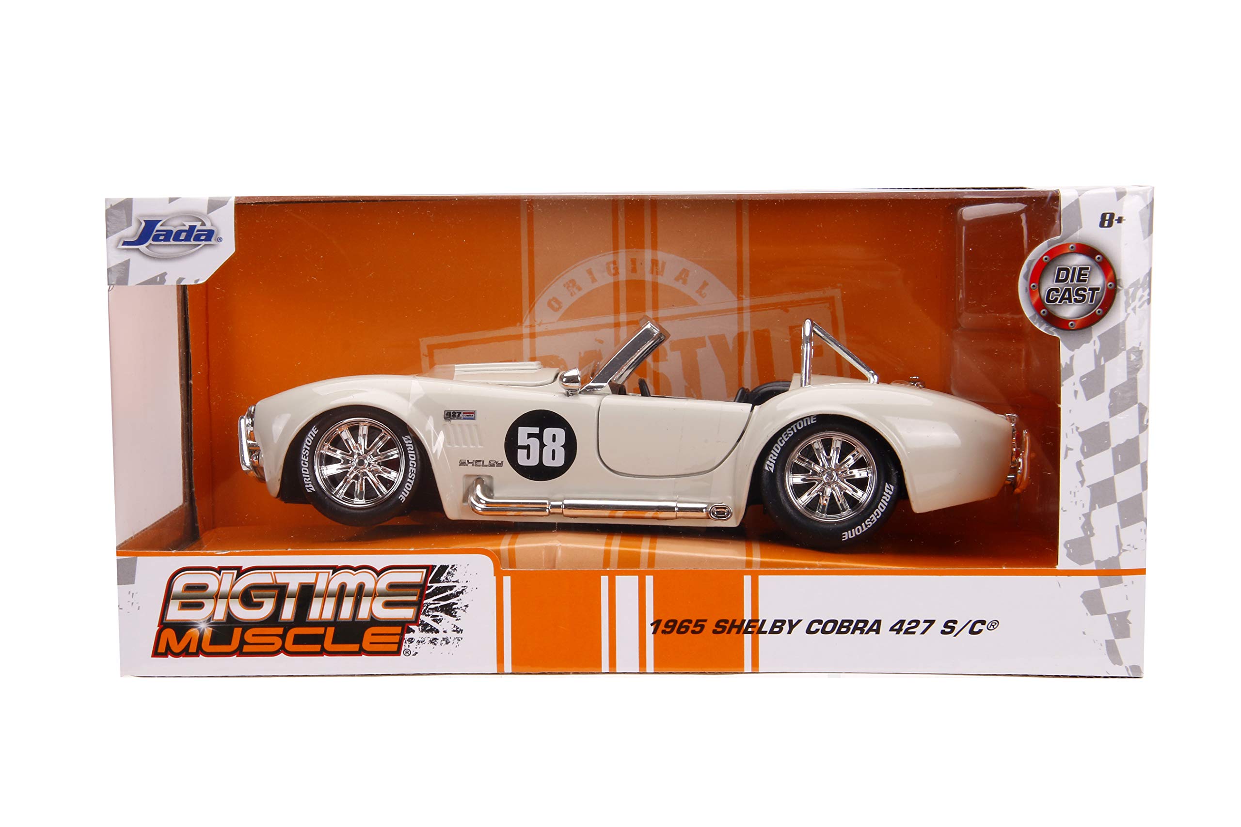 Jada Toys 1:24 Scale 1965 Shelby Cobra 427 S/C Die-Cast Model Car - White Collectible Muscle Car for Kids & Adults | Display, Gift, Racing Collection