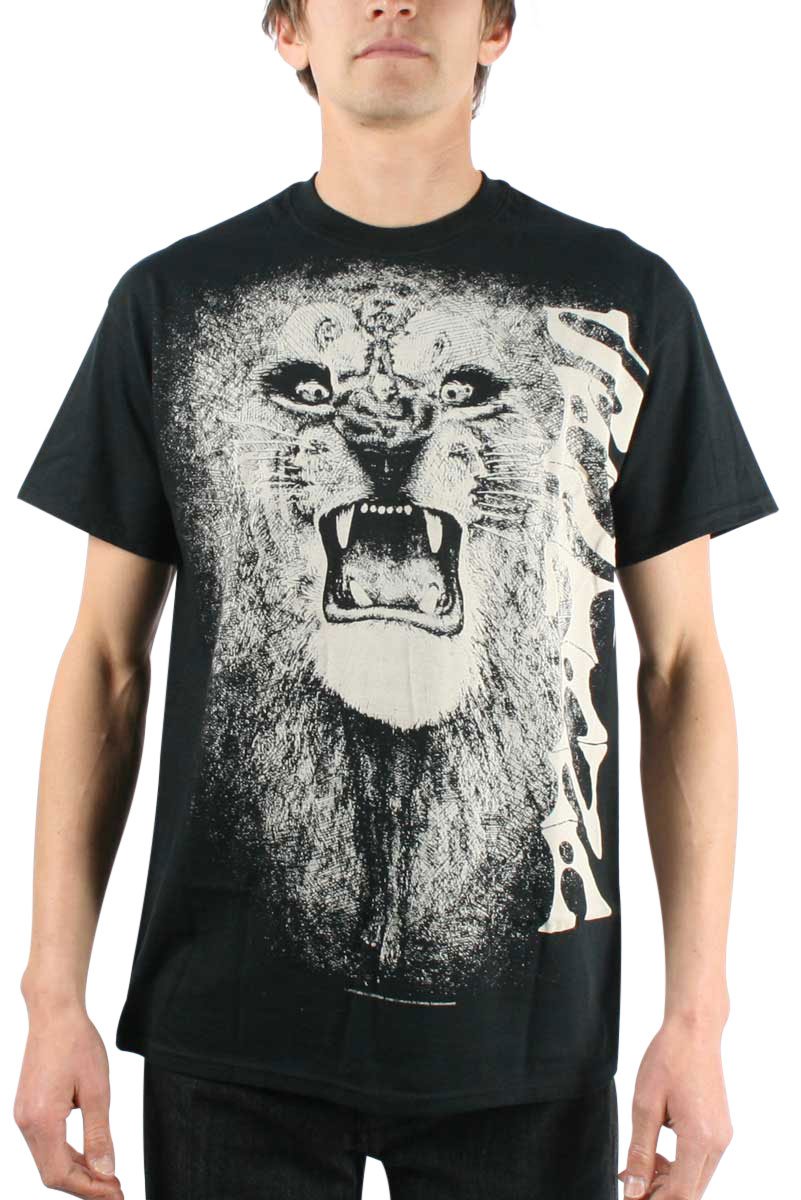 **Santana Men's White Lion Graphic T-Shirt - Black, Size Large | Rock Band Tee for Concerts, Casual Wear & Gifts**