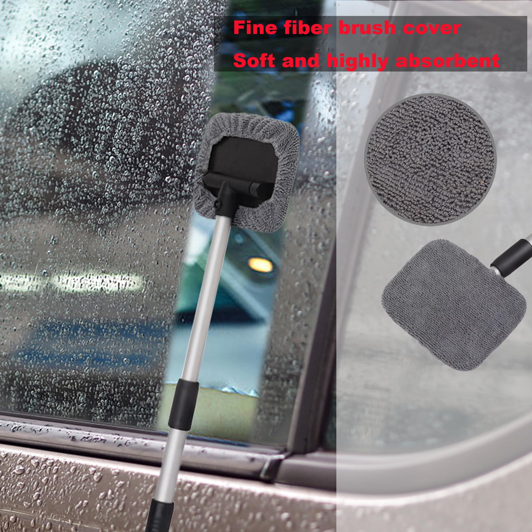 Universal Car Rearview Mirror Wiper - 2 Pack, 98cm Long Handle for Easy Cleaning - Perfect for Car Glass & Water Mist Removal