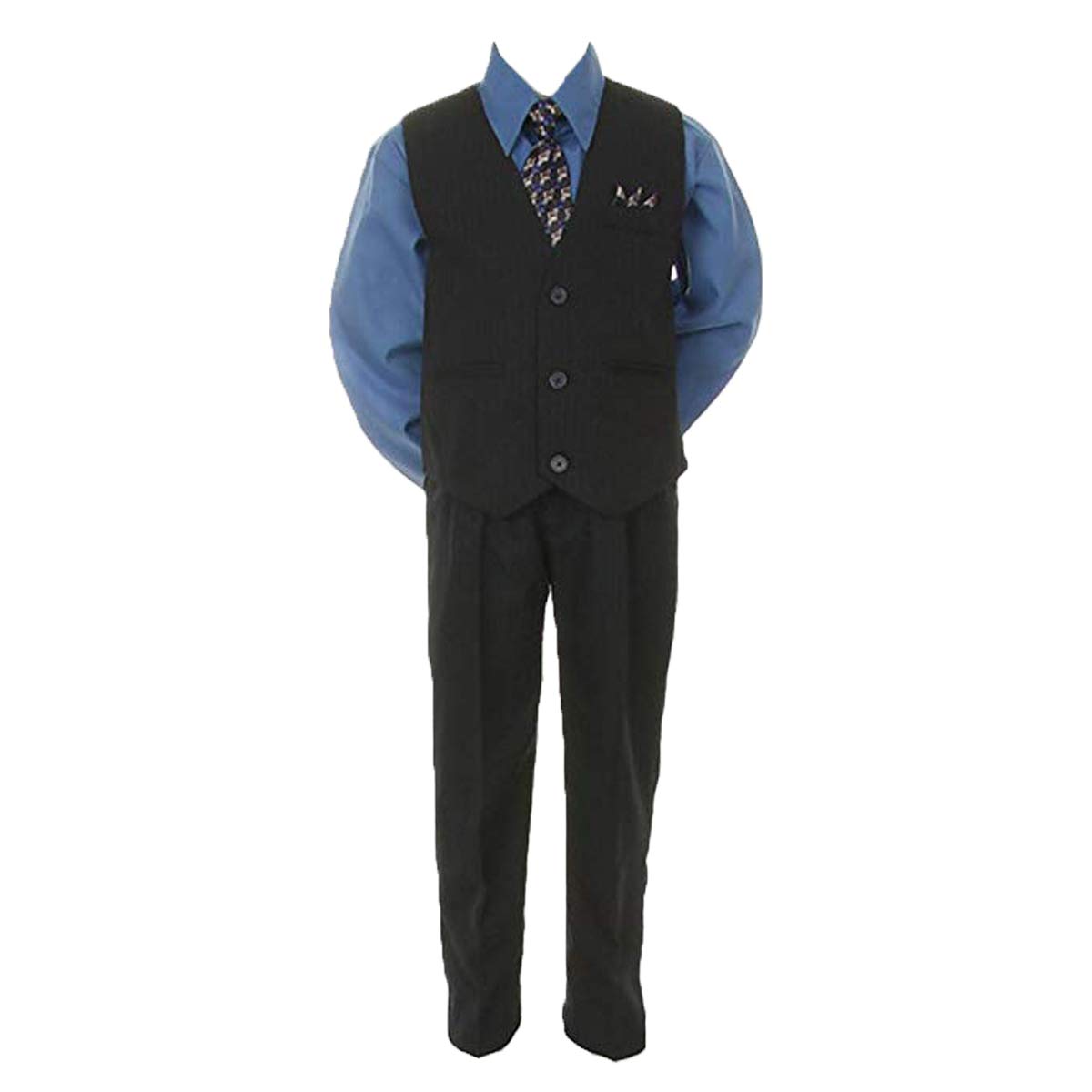 Stylish Baby Boy Dress Suit Outfit - Pant, Vest & Tie Set for Special Occasions (Sizes Newborn to 7) - Navy/Victory Blue - Perfect for Weddings, Baptisms & Family Photos