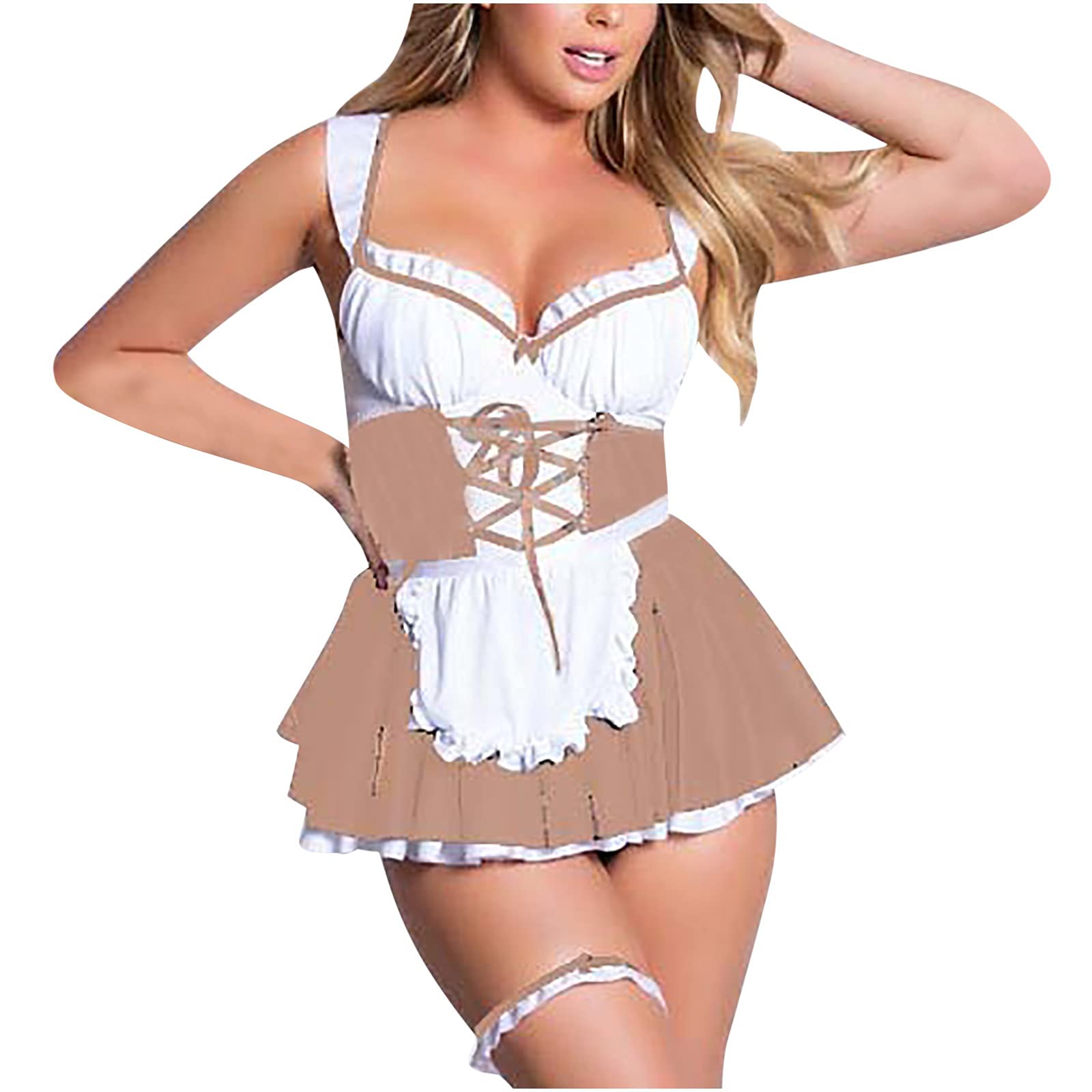 Sexy Women's Maid Cosplay Costume Set - Lingerie, Skirt, Garter & Pajamas for Role Play | Perfect for Halloween, Cosplay Parties & Boudoir Photography