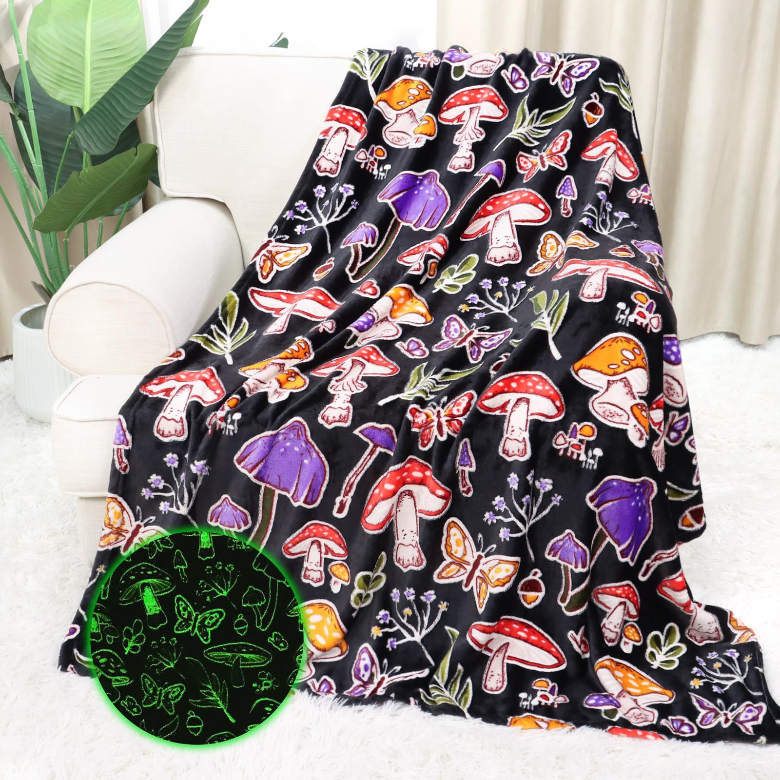 Glow in The Dark Mushroom Blanket - Soft & Warm 50