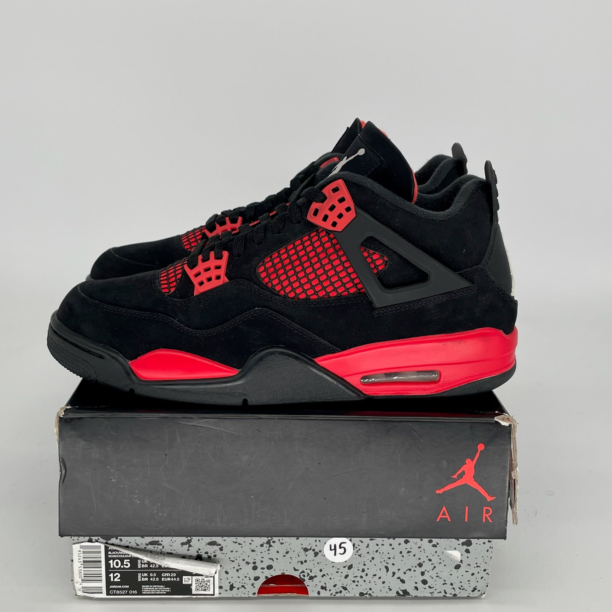 AIR JORDAN 4 Red Thunder Men's Basketball Shoes Size 10.5 - Style CT8527-016 | Retro Sneakers for Casual Wear & Street Fashion