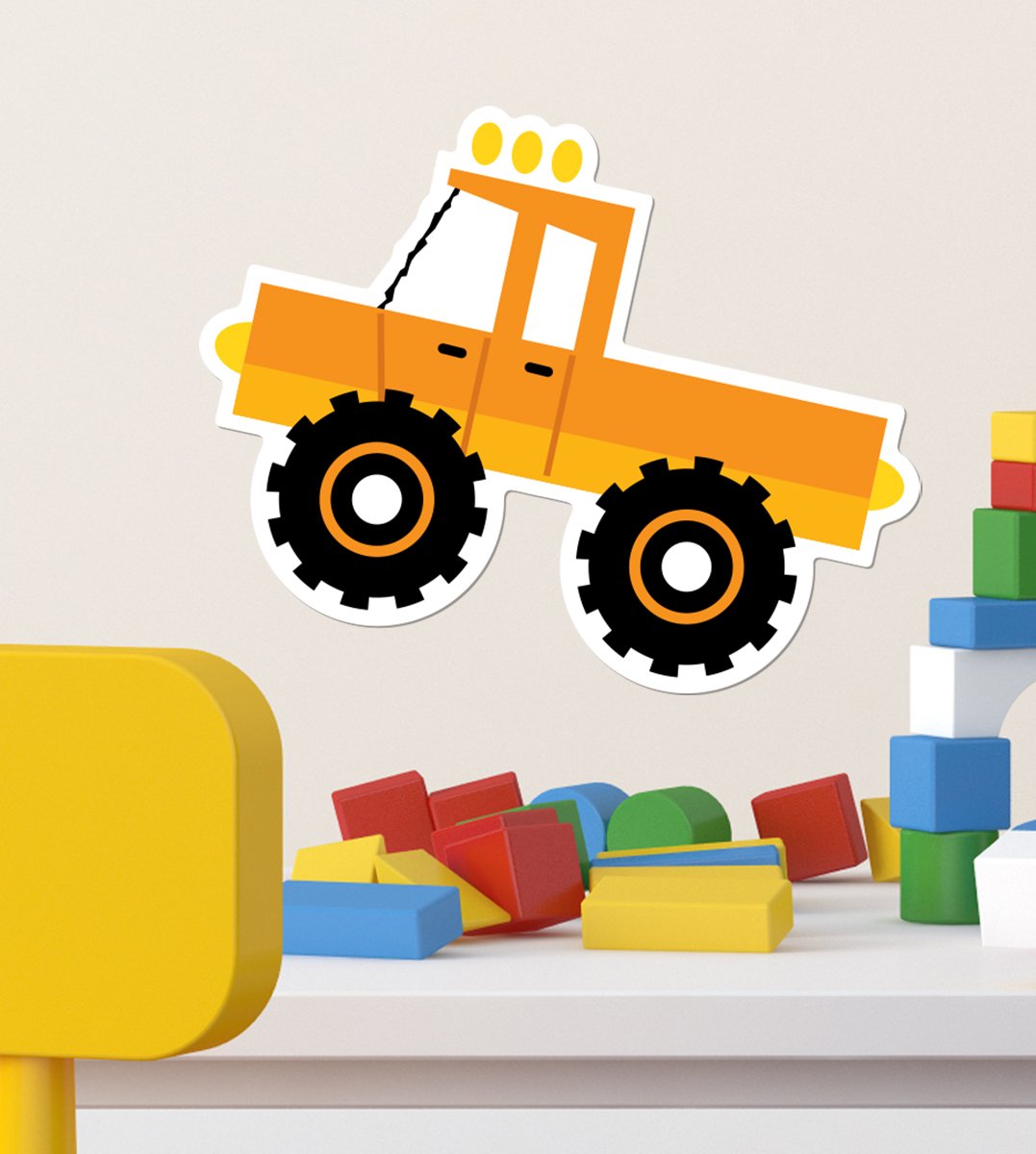 Peel & Stick Wall Decals - Caleb Gray Studios Yellow Truck (12x9 inches) | Removable Vinyl Stickers for Kids Room, Nursery, Office & Home Decor