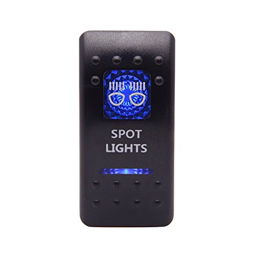 Cllena SPOT LIGHTS Rocker Switch ON-OFF Blue LED Light 20A 12V 5pin - Perfect for Marine, RV, Automotive & Off-Road Lighting Applications