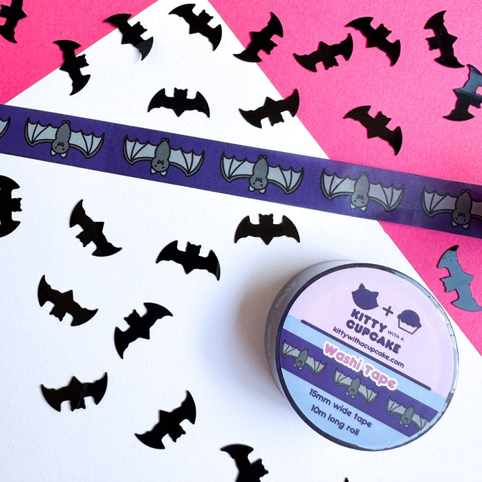 Decorative Bats Washi Tape - Halloween Scrapbooking, Bullet Journal, DIY Crafts & Gift Wrapping Supplies for Party Decorations