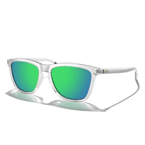Transparent Frame/Green Mirror Lens/Silver Temples
