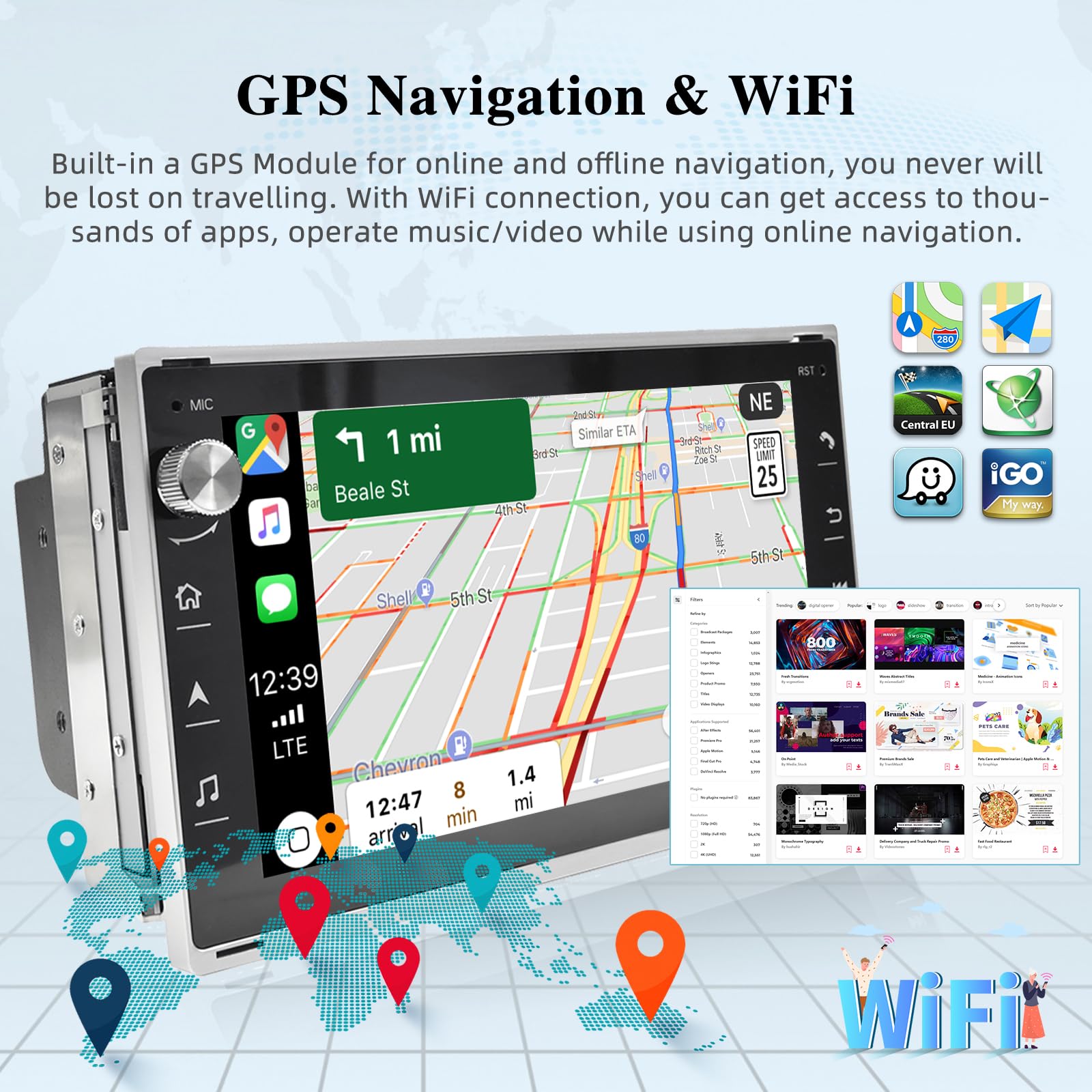 NHOPEEW 2+64GB Android Car Stereo for VW Bora Polo Passat MK5 Golf Transporte - 7 Inch 2.5D HD Touchscreen with CarPlay & Android Auto - WiFi GPS Bluetooth - Backup Camera & Mic Included - Perfect for Commuting & Road Trips